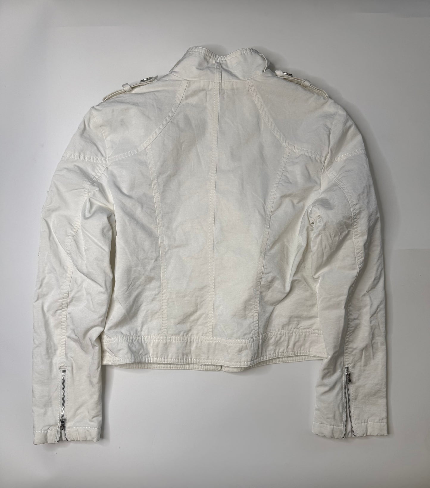 D&G VINTAGE WHITE ZIP MOTO JACKET