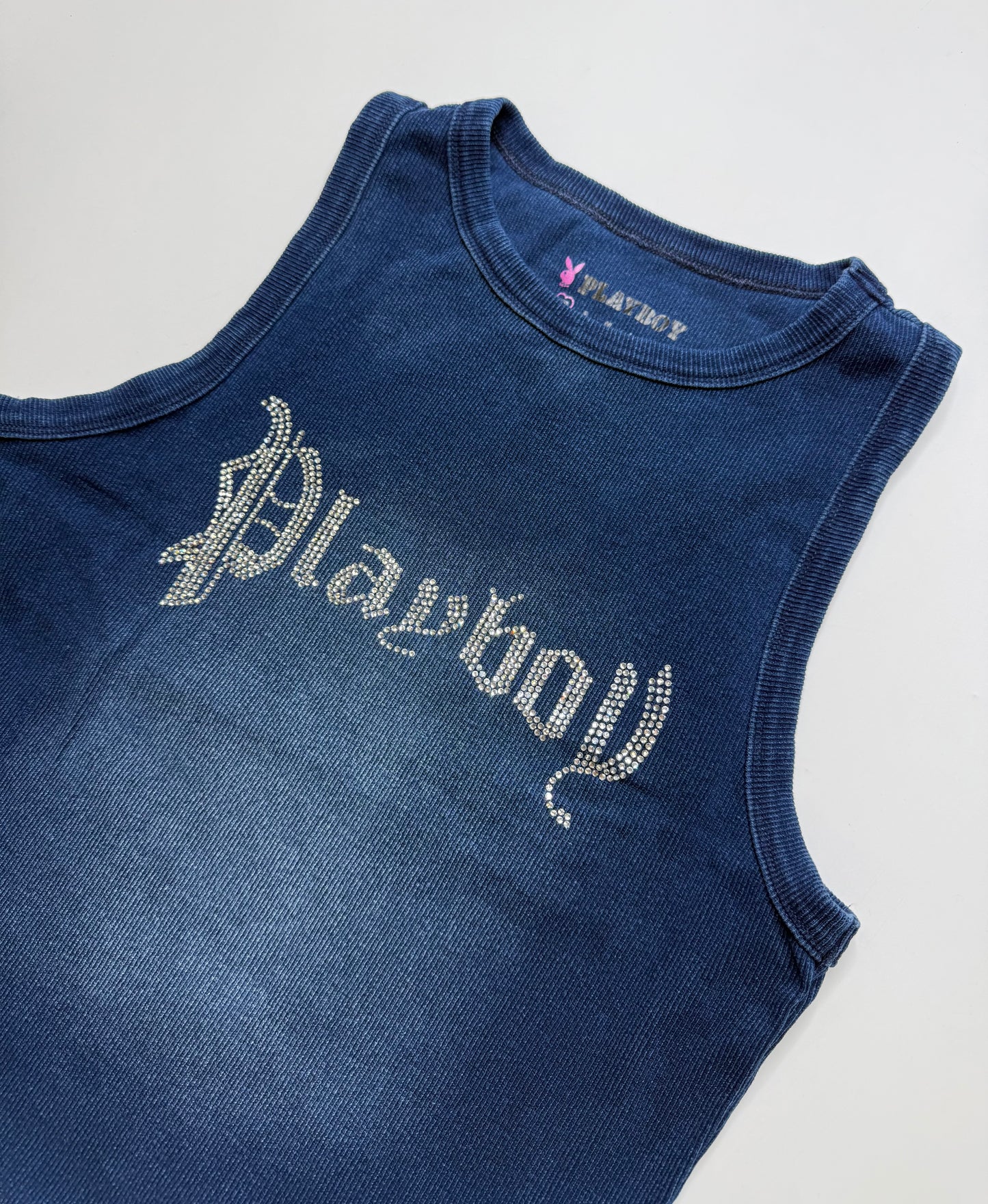 PLAYBOY RIBBED TANK TOP – NAVY (XS)