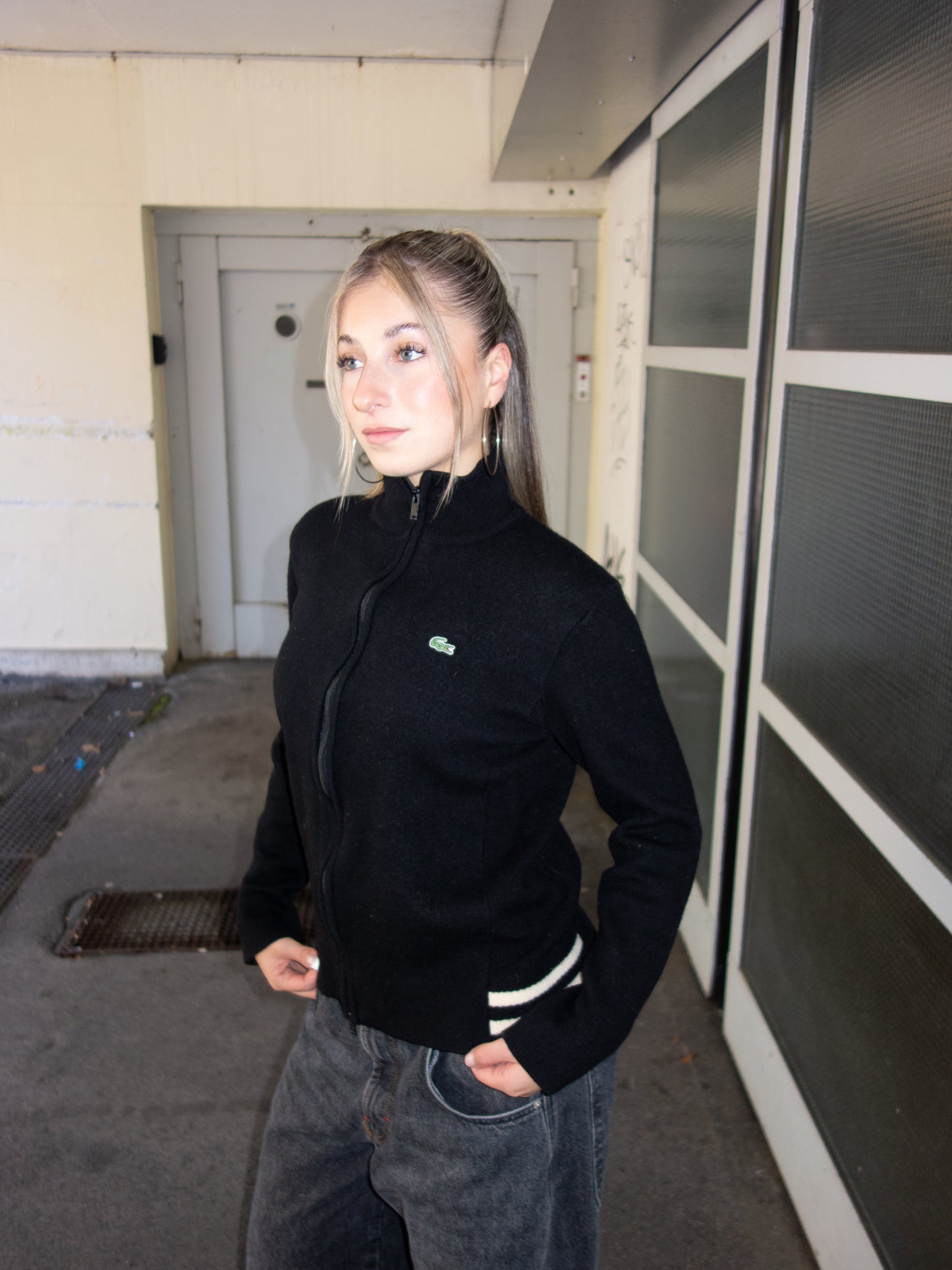 LACOSTE WOOL ZIPPER (~M-L)