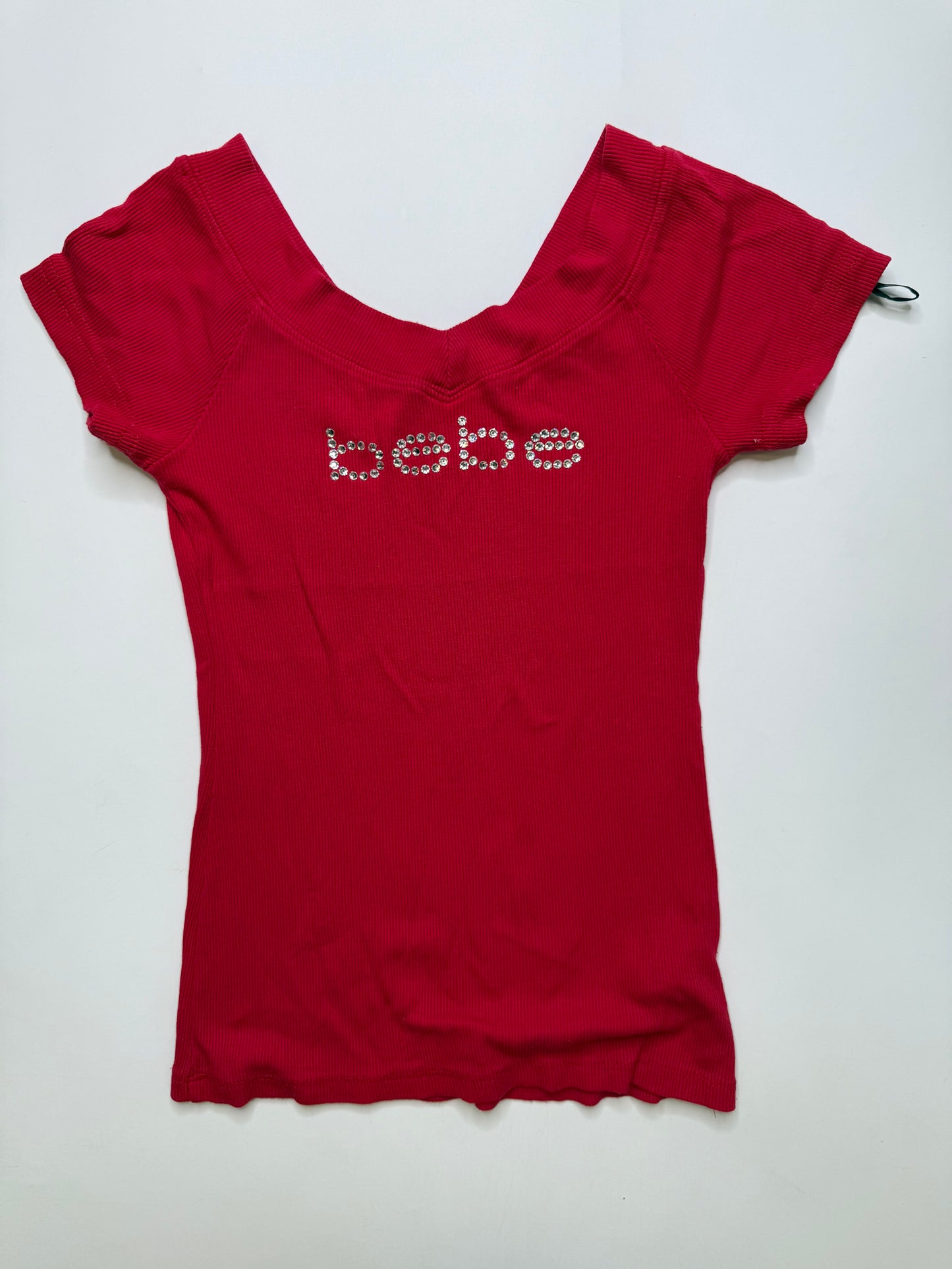 BEBE RHINESTONE TEE – RED (S)