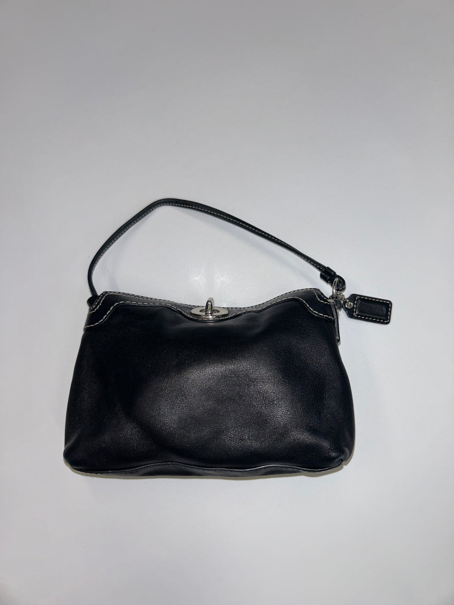 COACH MINI PURSE BLACK LEATHER TWIST LOCK
