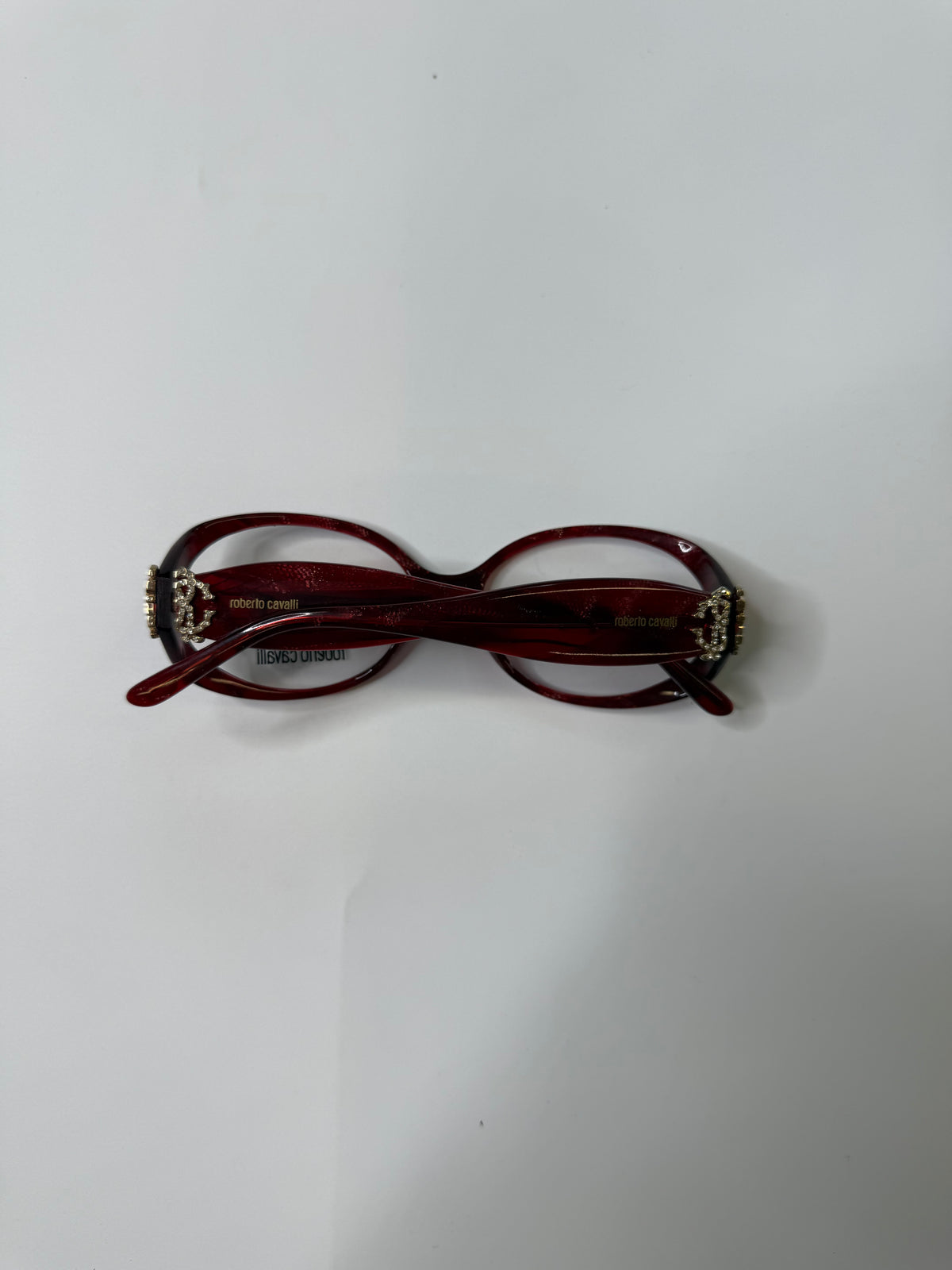 ROBERTO CAVALLI VINTAGE CRYSTAL EMBELLISHED BURGUNDY OPTICAL FRAMES