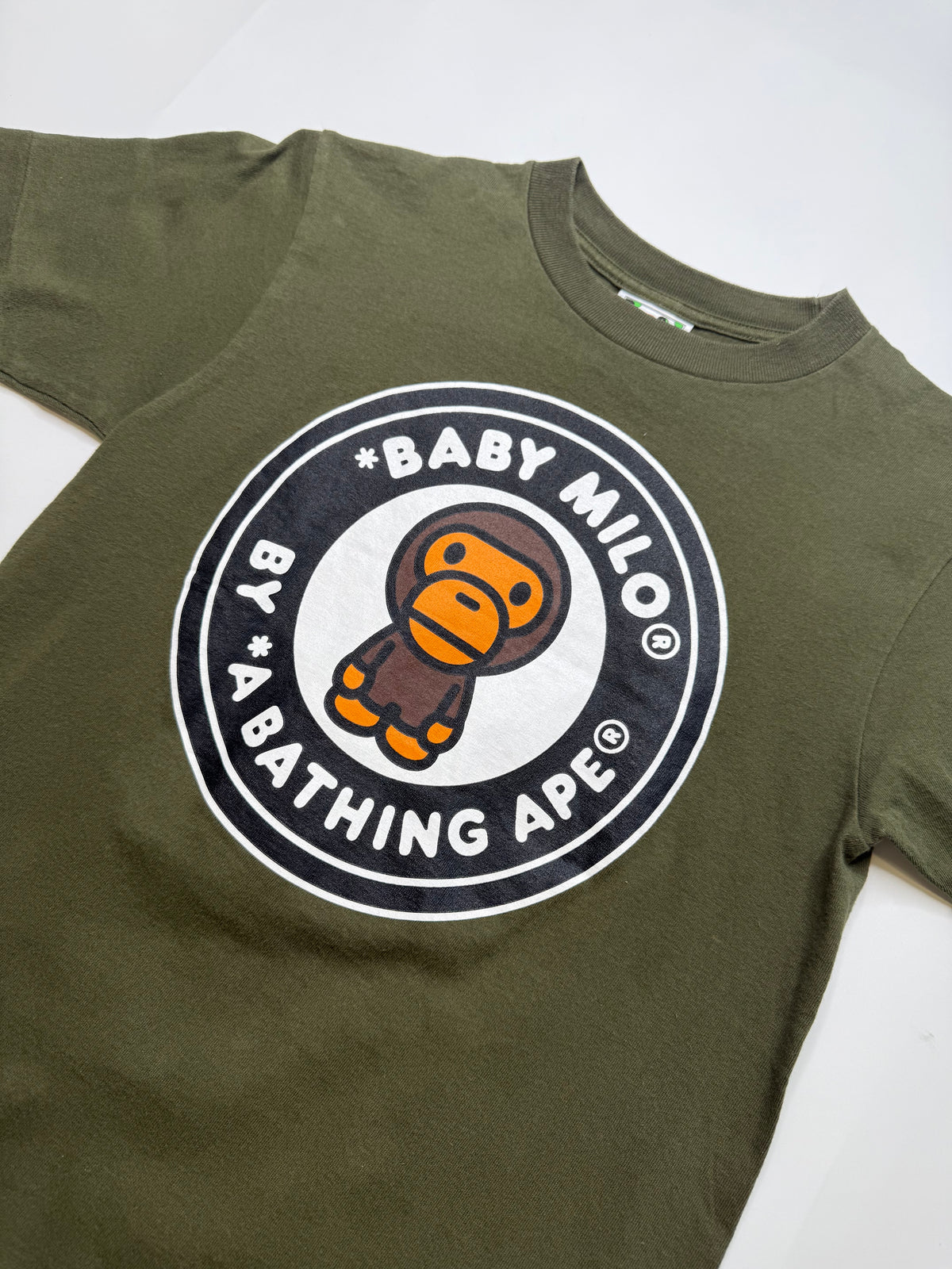BAPE LADIES BABY MILO CIRCLE LOGO TEE – OLIVE (XS)