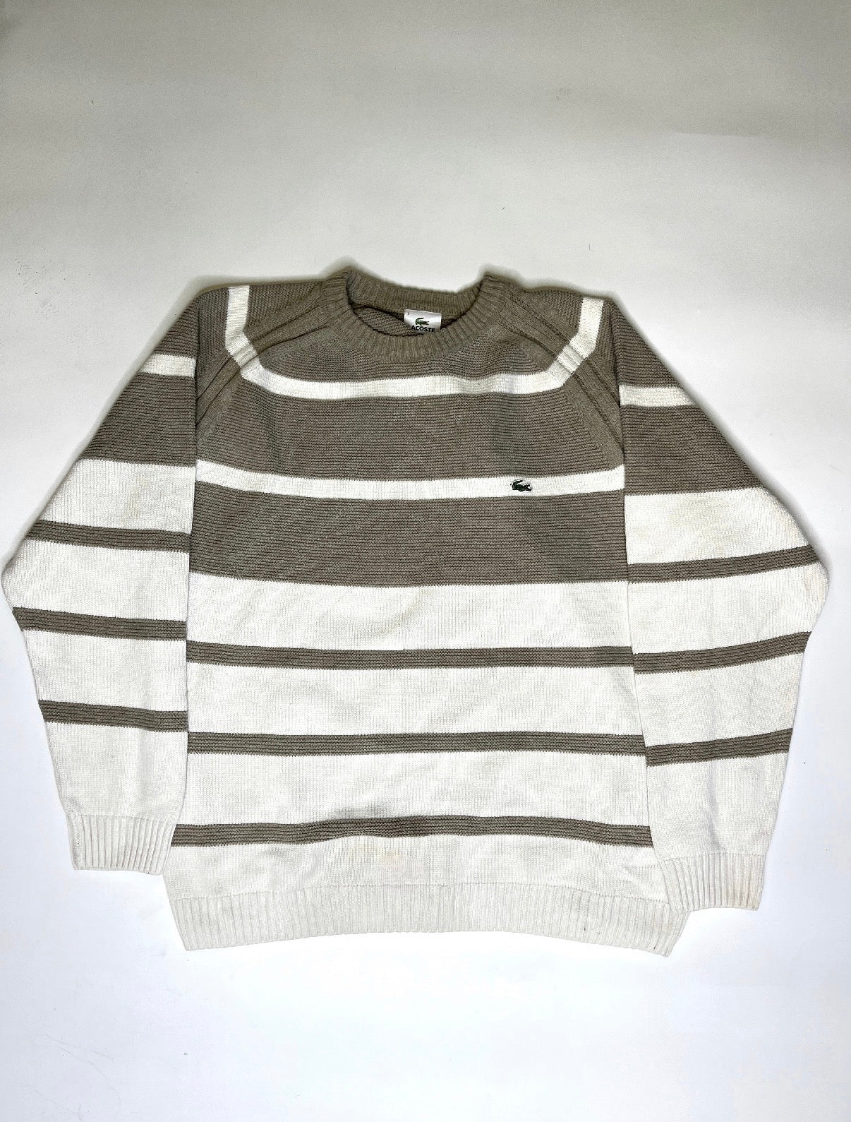 RARE VINTAGE STRIPED LACOSTE KNIT SWEATER (L-XL)