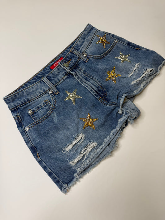 GUESS VINTAGE SEQUIN STAR DENIM SHORTS