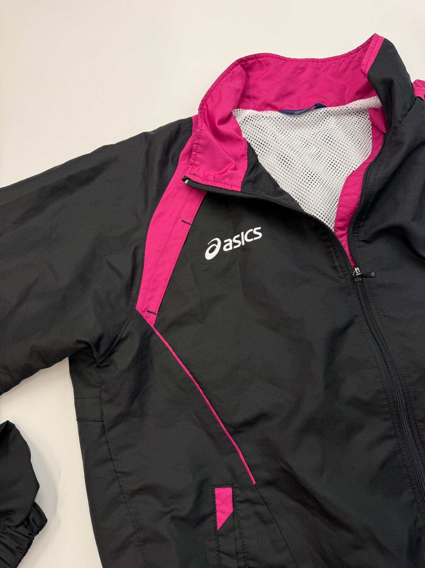VINTAGE ASICS TRACK JACKET BLACK/PINK (M)