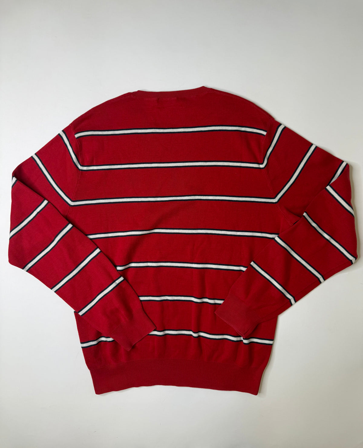 POLO RALPH LAUREN STRIPED CREWNECK SWEATER RED (M)