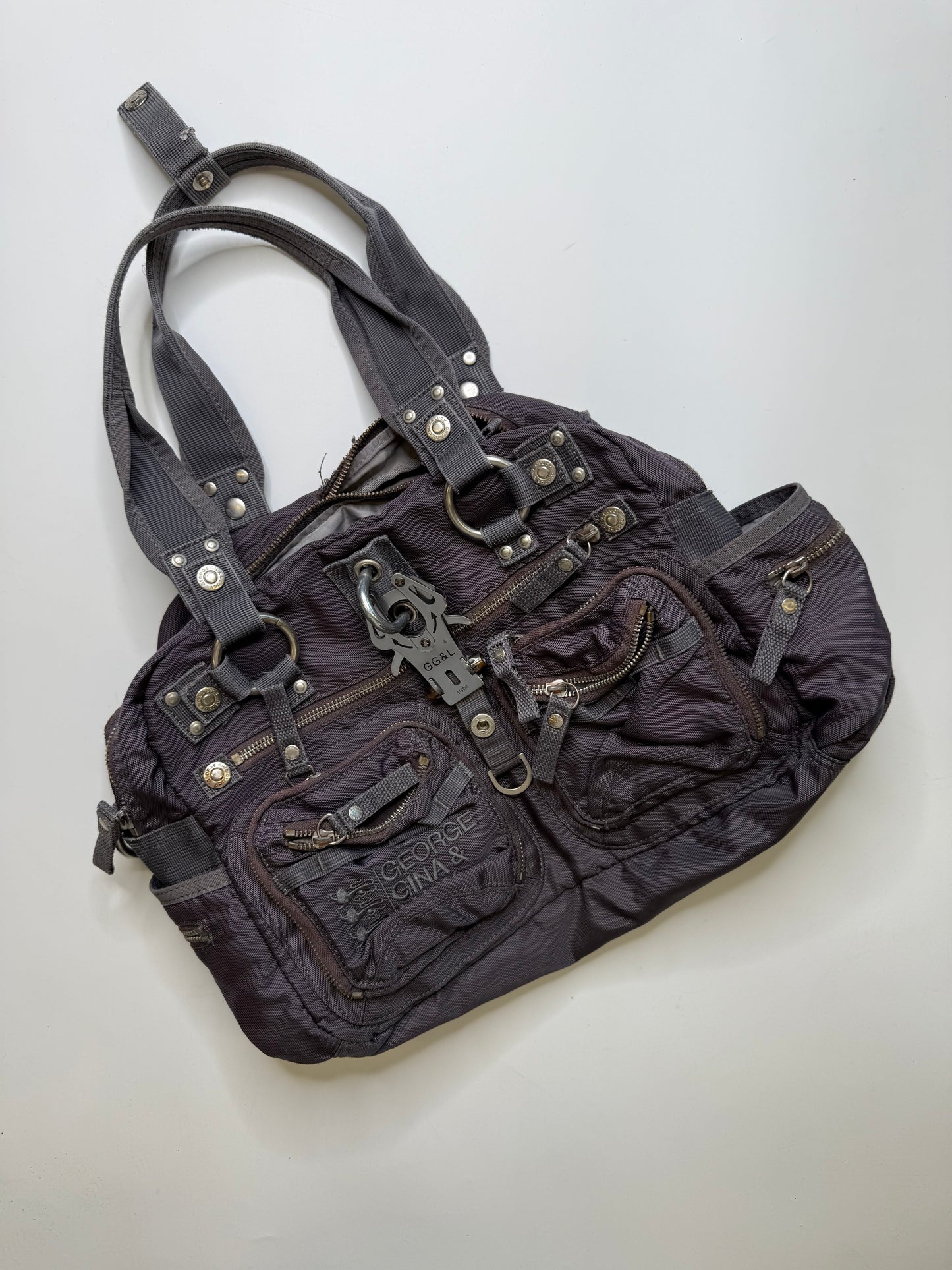 GEORGE GINA & LUCY NYLON SATCHEL – LILAC "DOUBLE B"