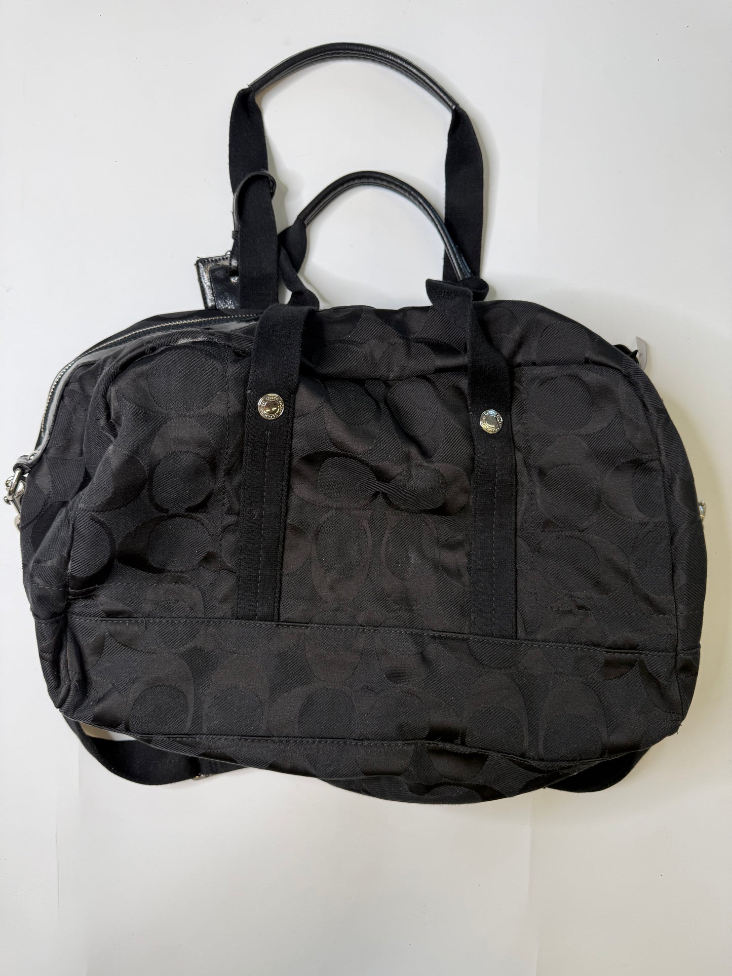 COACH VINTAGE BLACK SIGNATURE TONAL BAG/ TRAVEL BAG