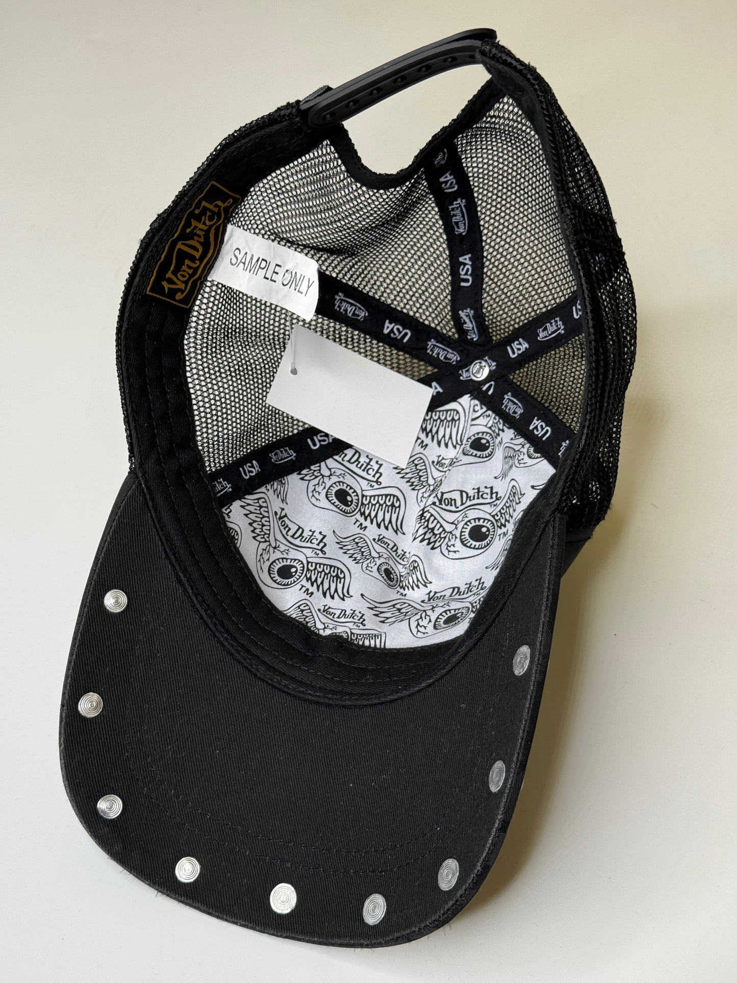 VON DUTCH BLACK CAMO STUDDED VINTAGE TRUCKER CAP