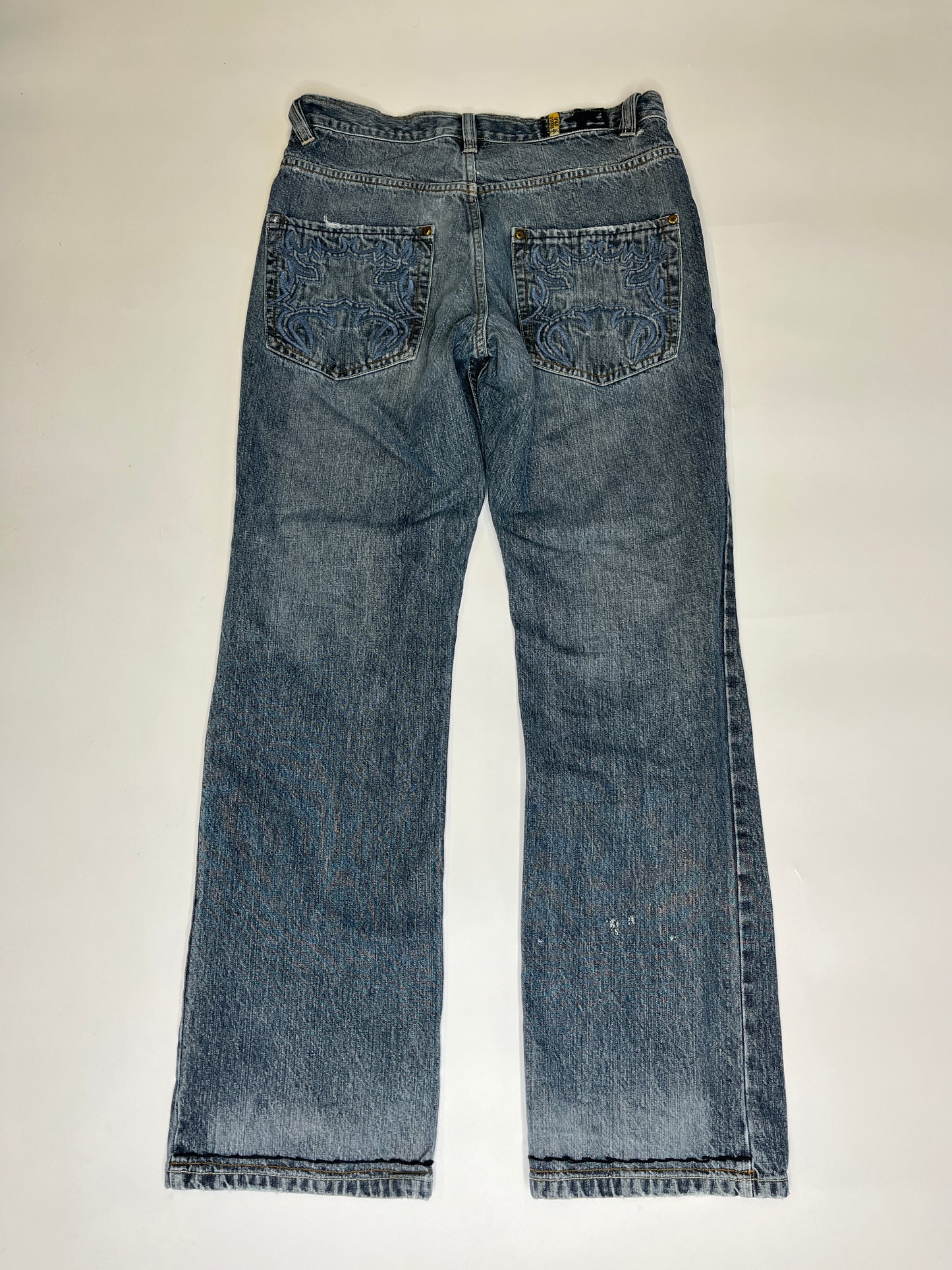 VINTAGE INDIGO STAR STRAIGHT LEG JEANS (30/32)