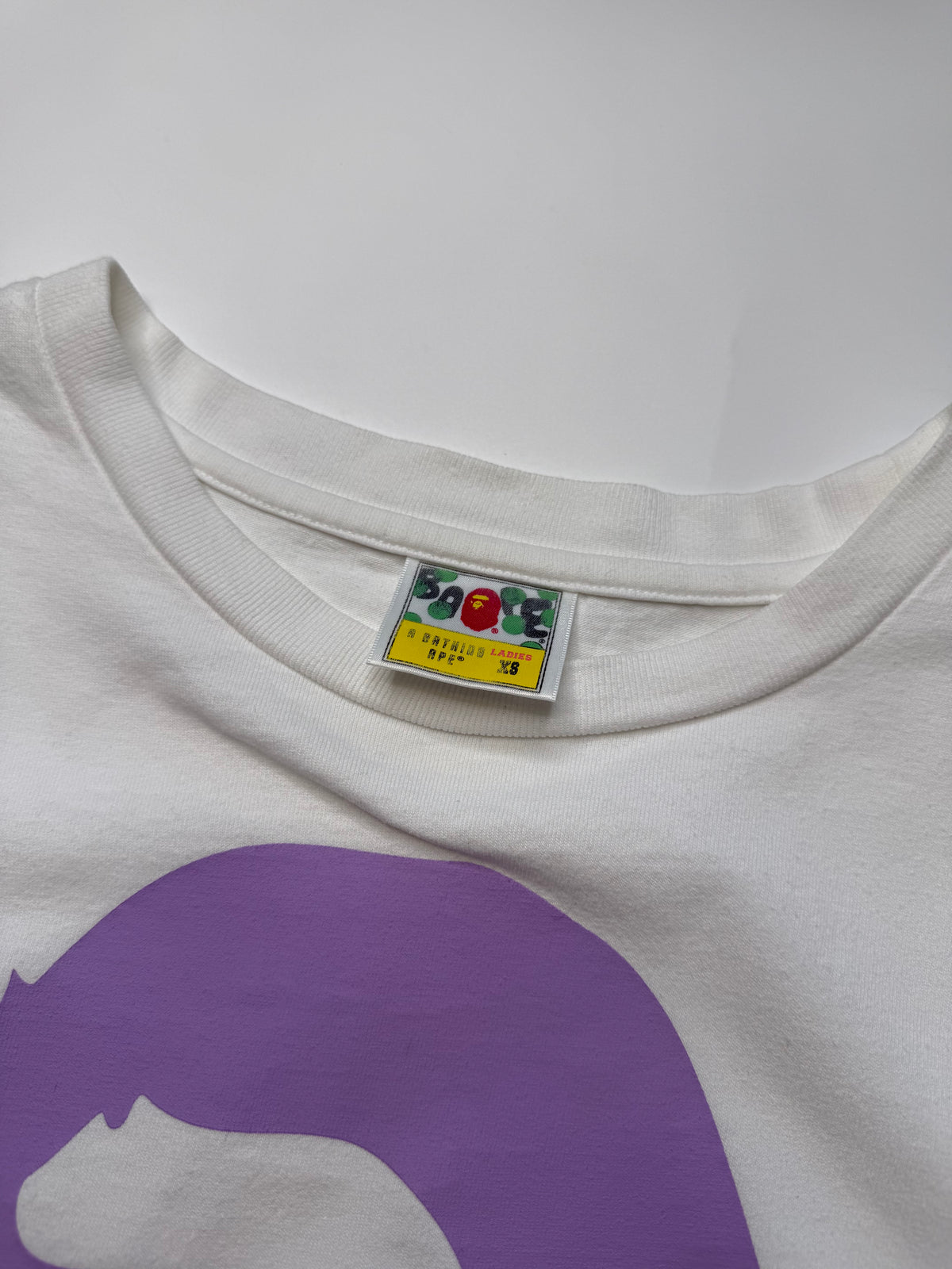 BAPE BY BATHING APE TEE – WHITE PURPLE (XS)