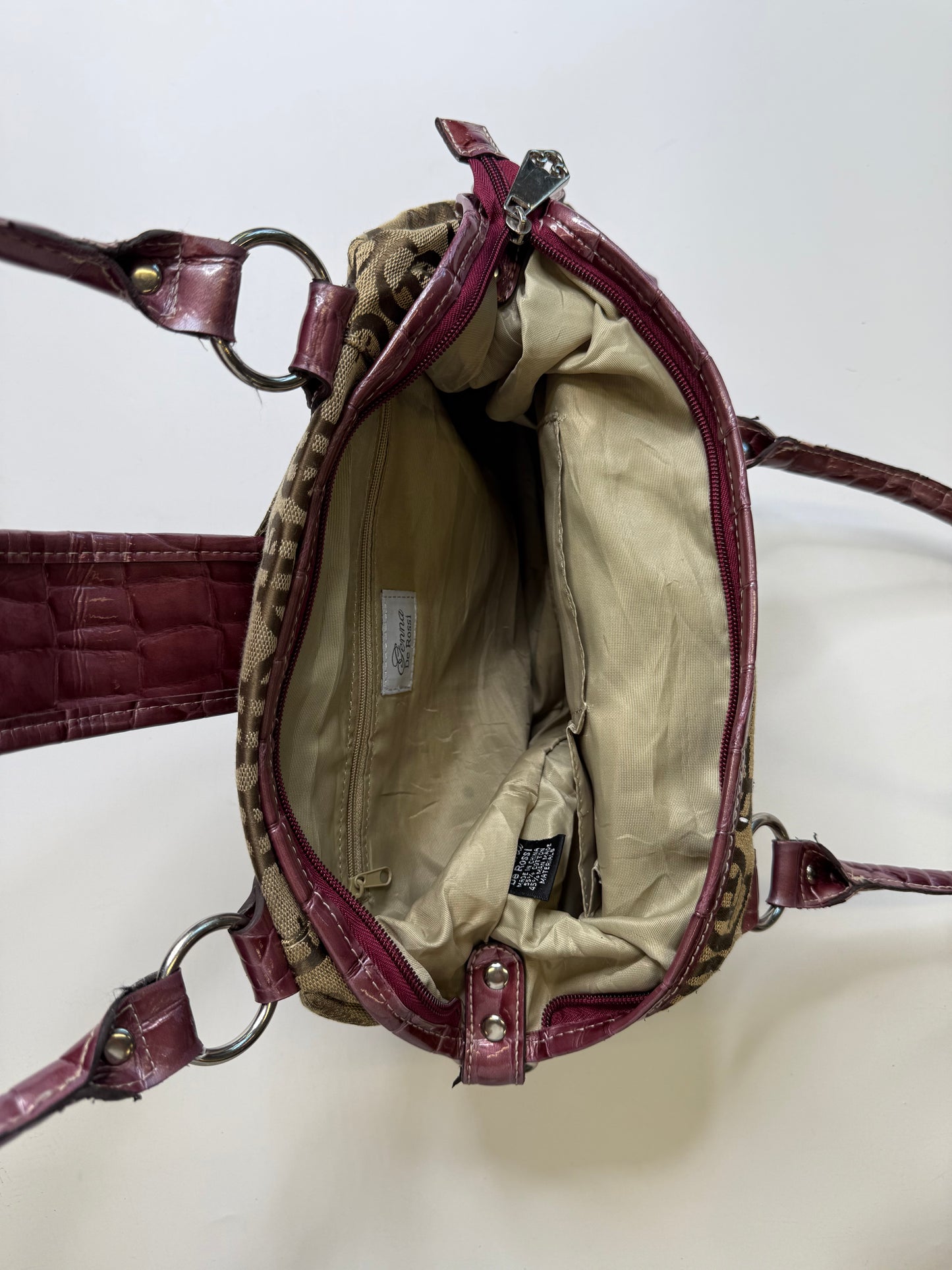 GENNA DE ROSSI MONOGRAM BAG – BROWN BURGUNDY