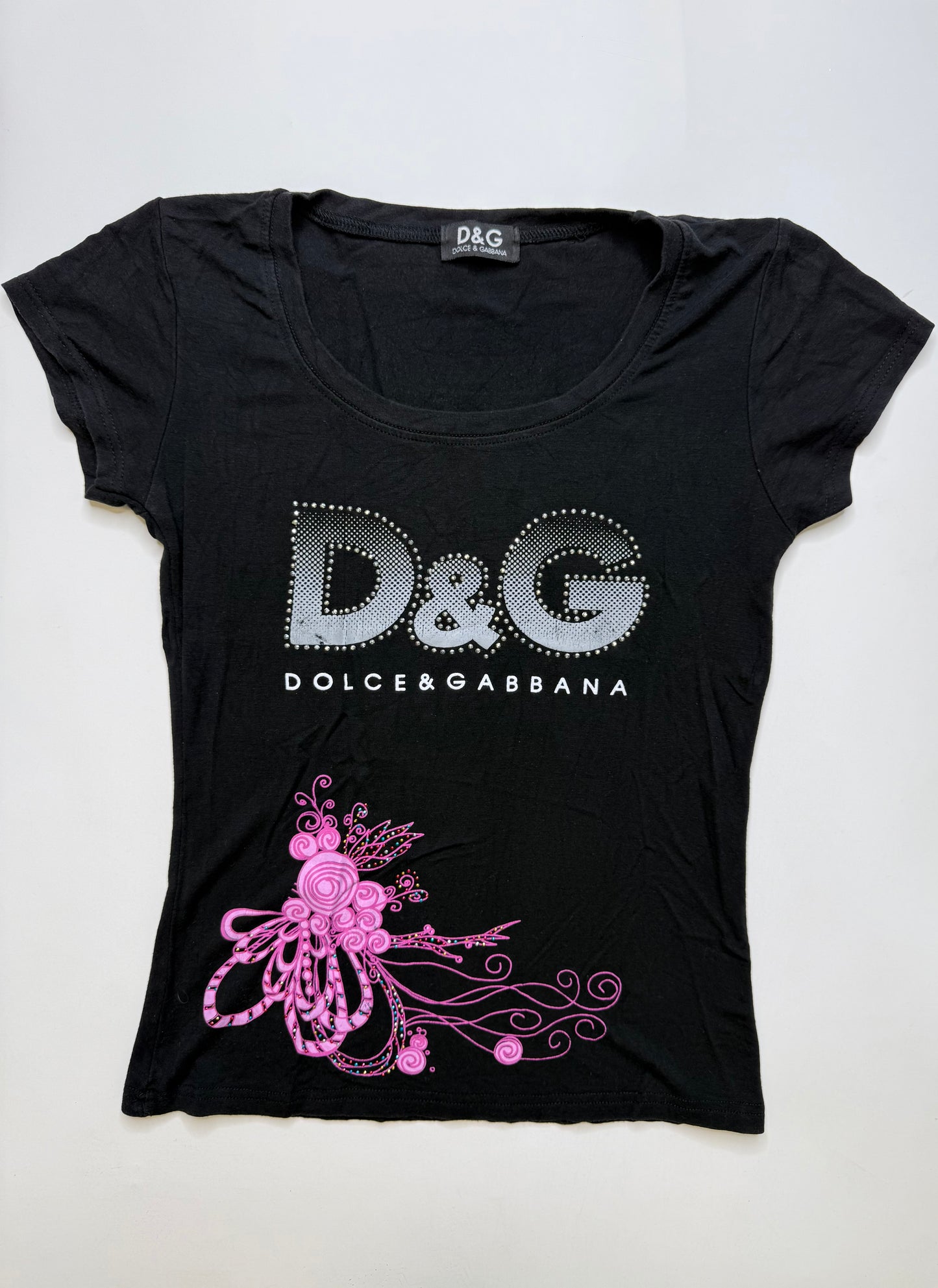 D&G RHINESTONE LOGO TEE – BLACK (~S)