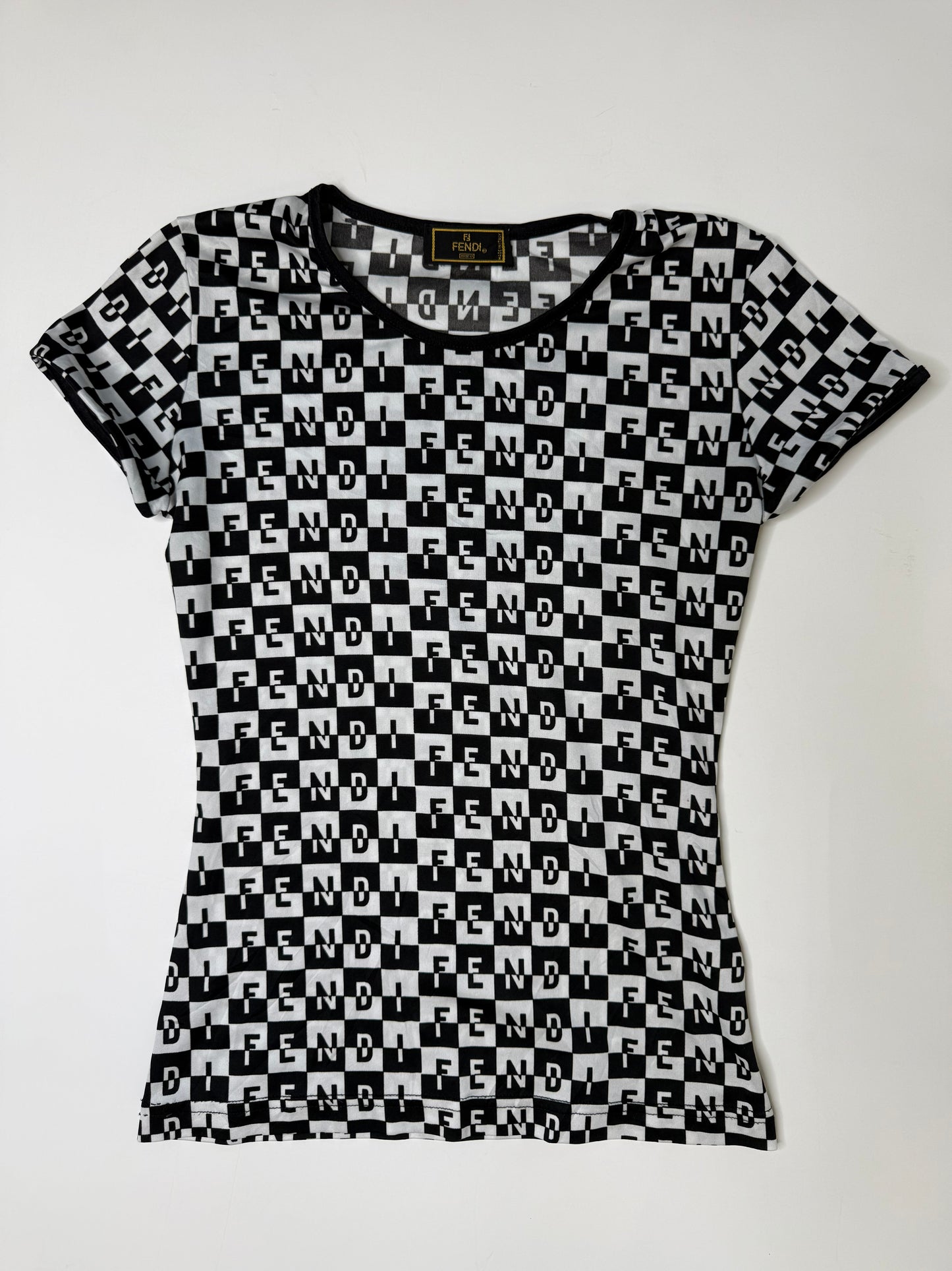 FENDI ALLOVER LOGO TEE BLACK