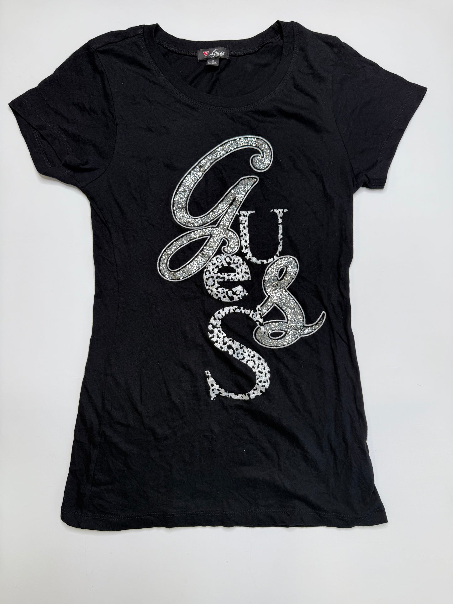 GUESS VINTAGE GLITTER CHEETAH LOGO T-SHIRT (S)