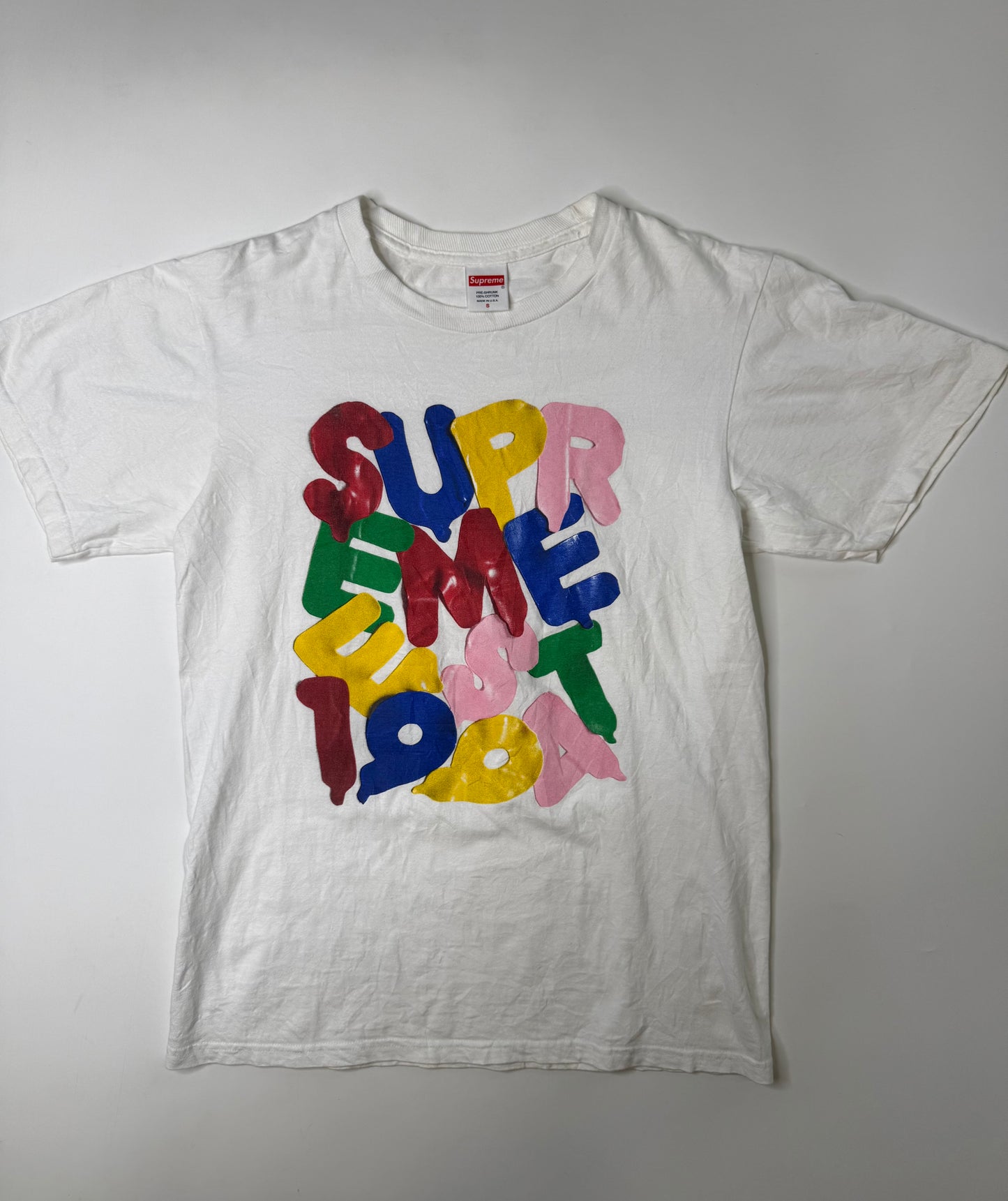 SUPREME BUBBLE LETTERS TEE WHITE (S)