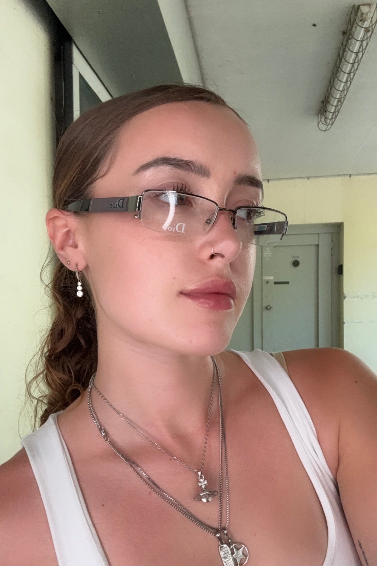 DIOR VINTAGE GUNMETAL HALF-RIM OPTICAL FRAMES