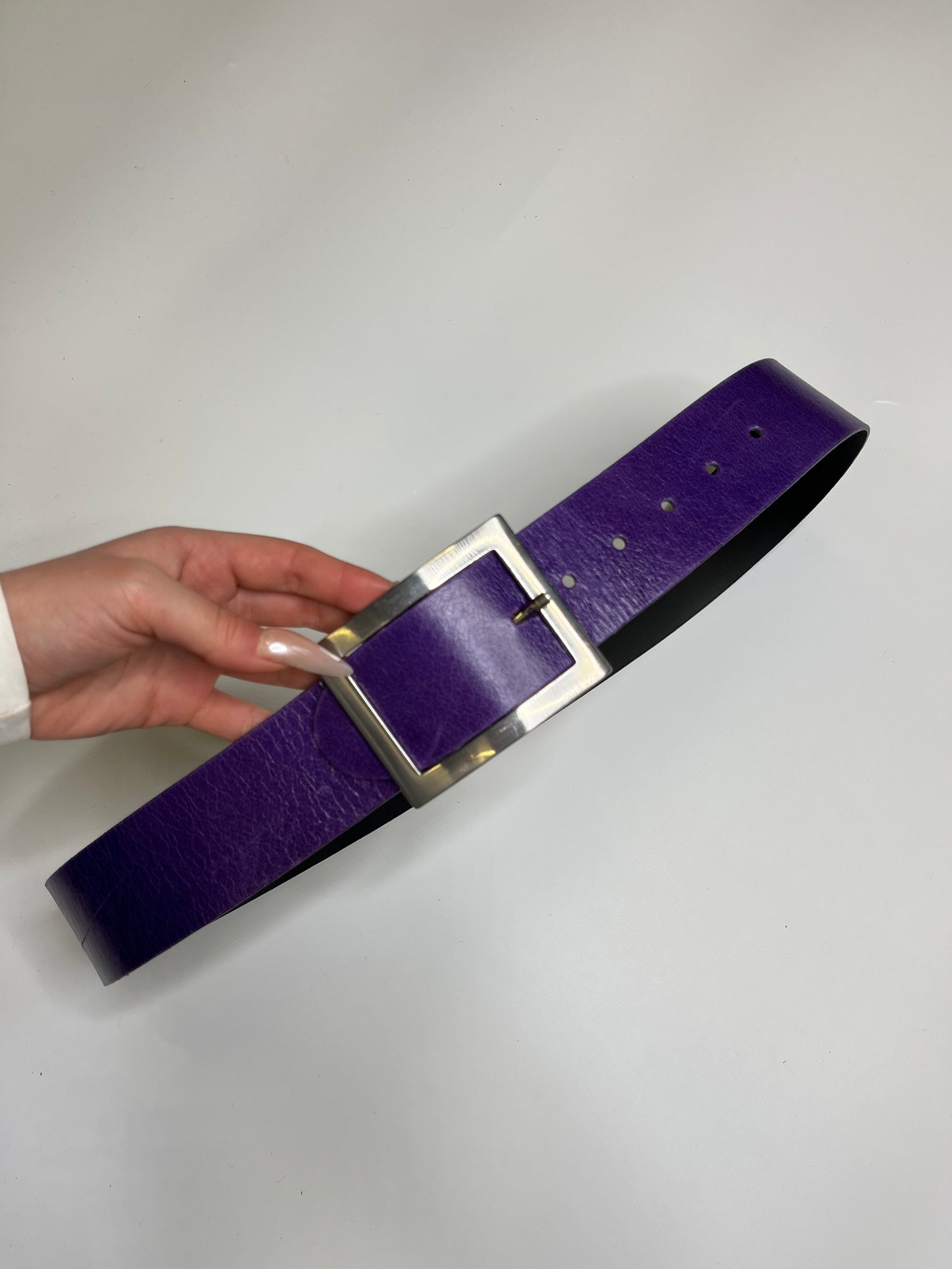 VANZETTI REAL LEATHER BELT PURPLE/SILVER