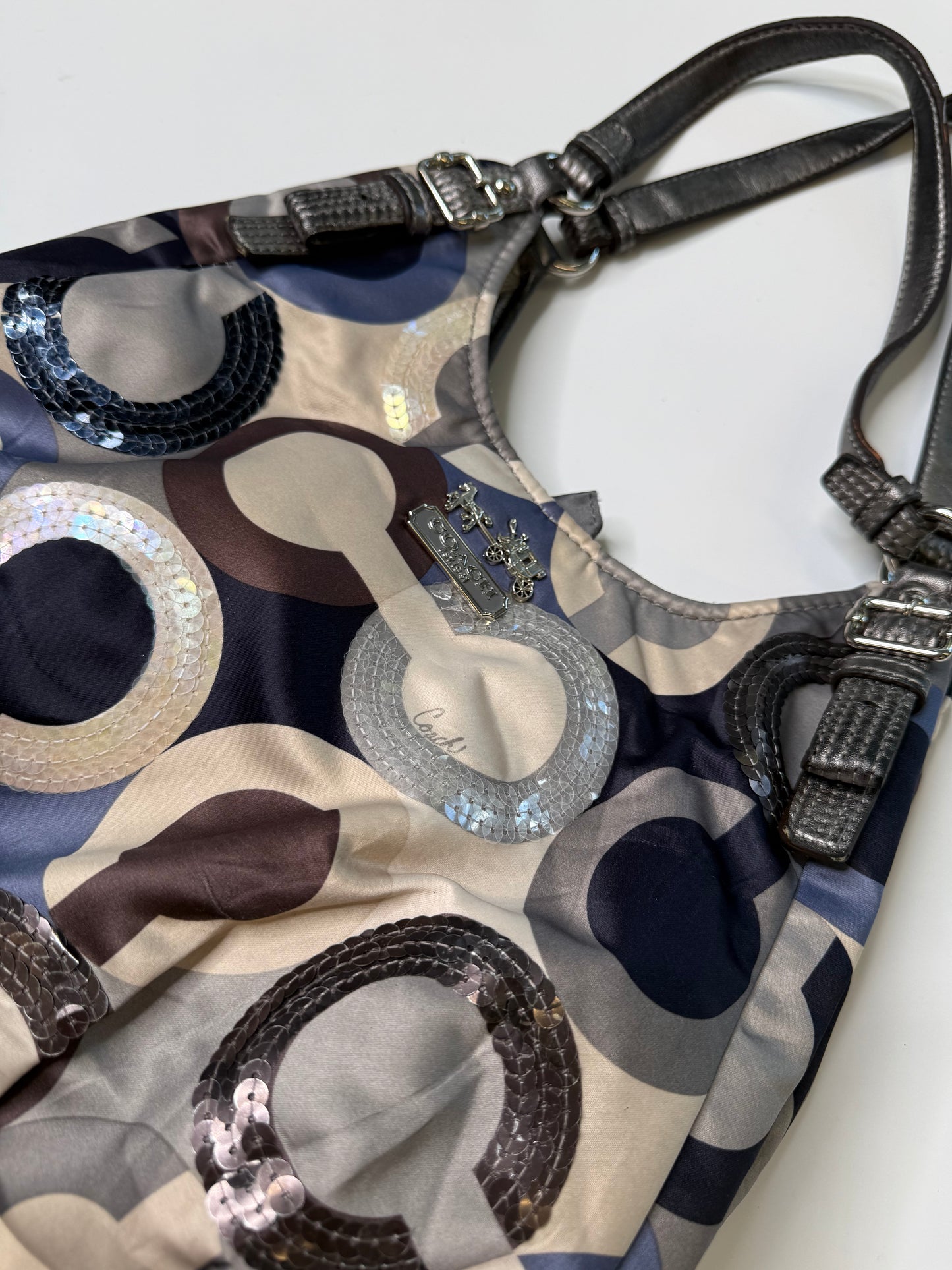 COACH VINTAGE SEQUIN OP ART SIGNATURE HOBO BAG