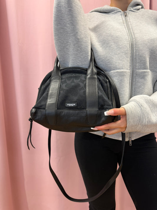 BLACK LEATHER COACH MONOGRAM PURSE