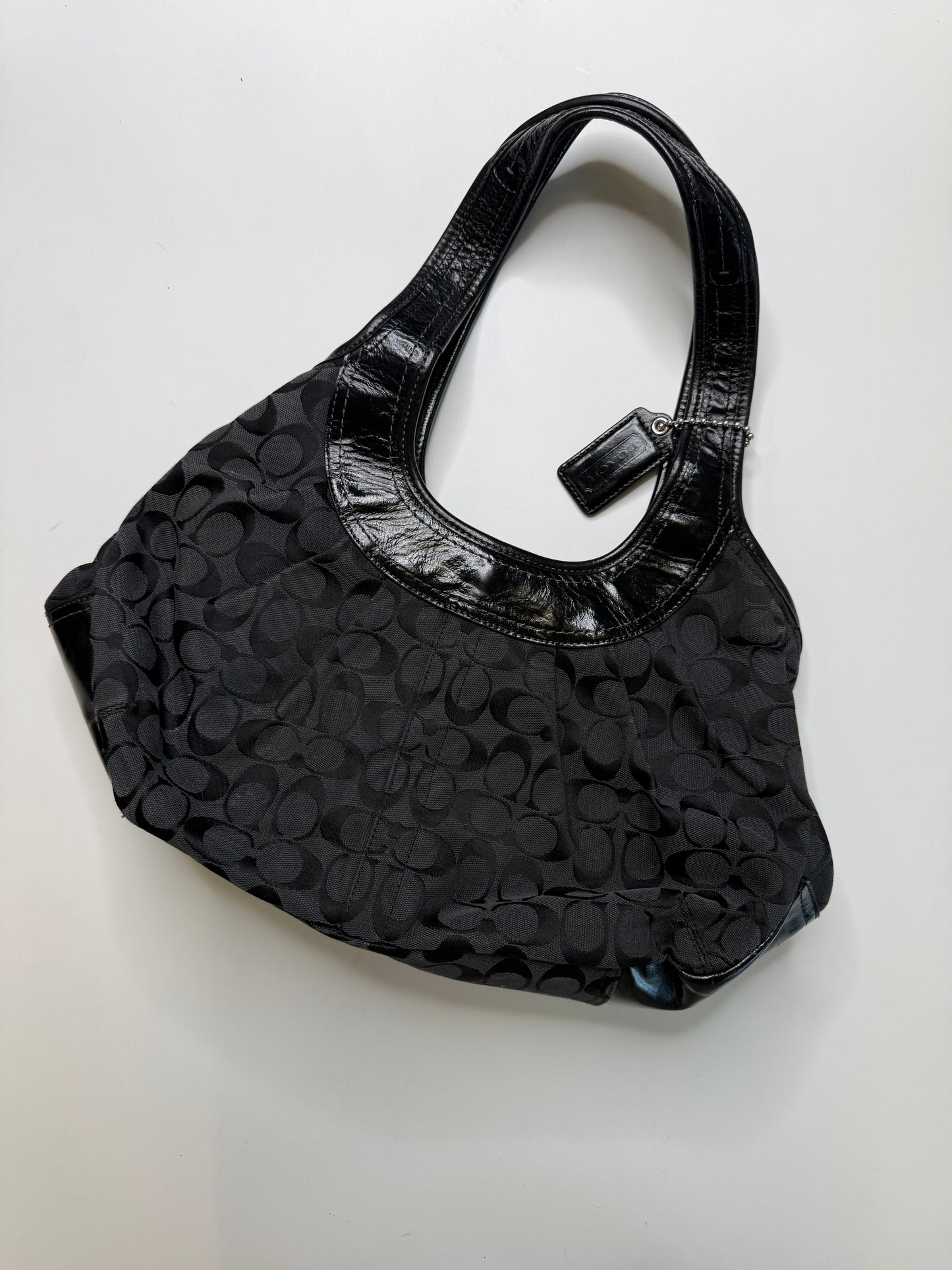 COACH VINTAGE SIGNATURE KISS-LOCK HOBO BAG