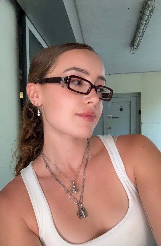 CHANEL VINTAGE CC LOGO BURGUNDY EYEGLASSES