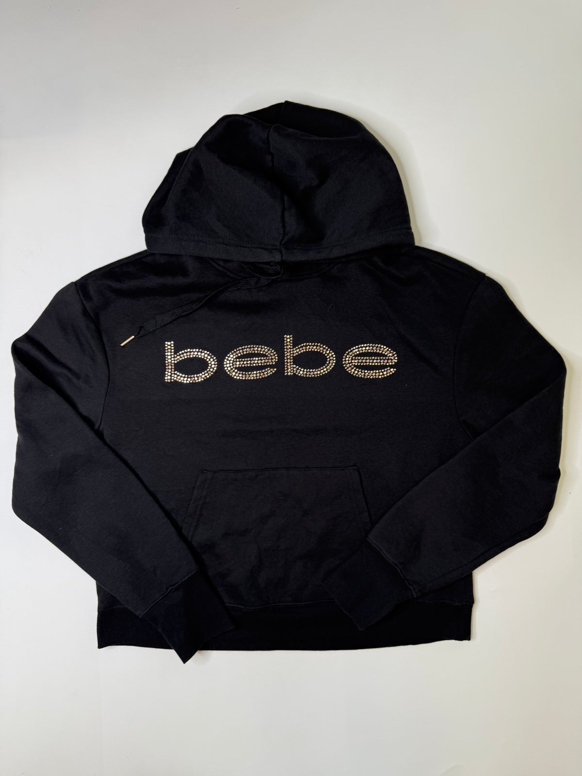 BEBE RHINESTONE LOGO HOODIE BLACK (M)