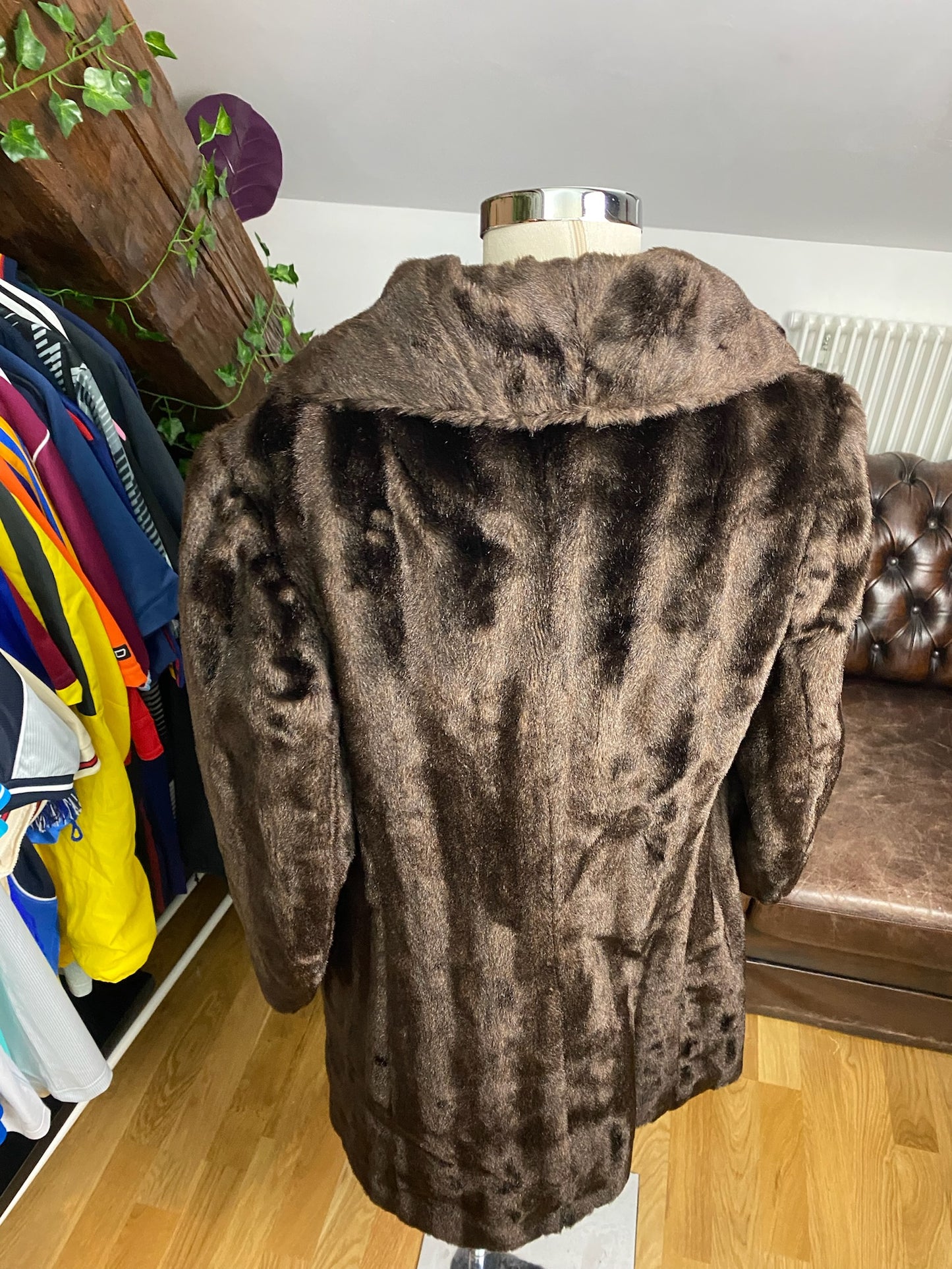 FAUX FUR COAT BROWN (S-M)