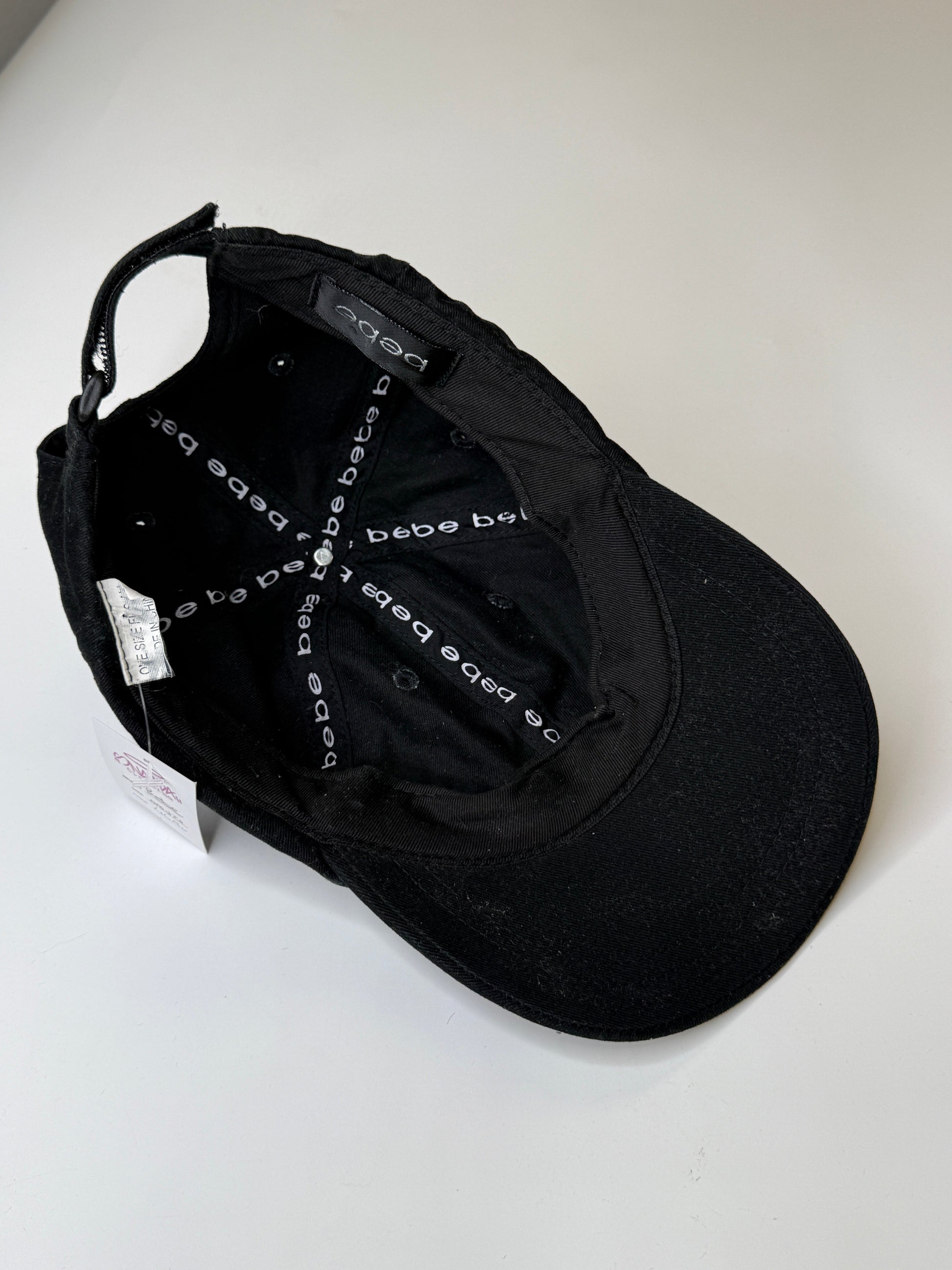 BEBE VINTAGE CAP RHINESTONE LOGO