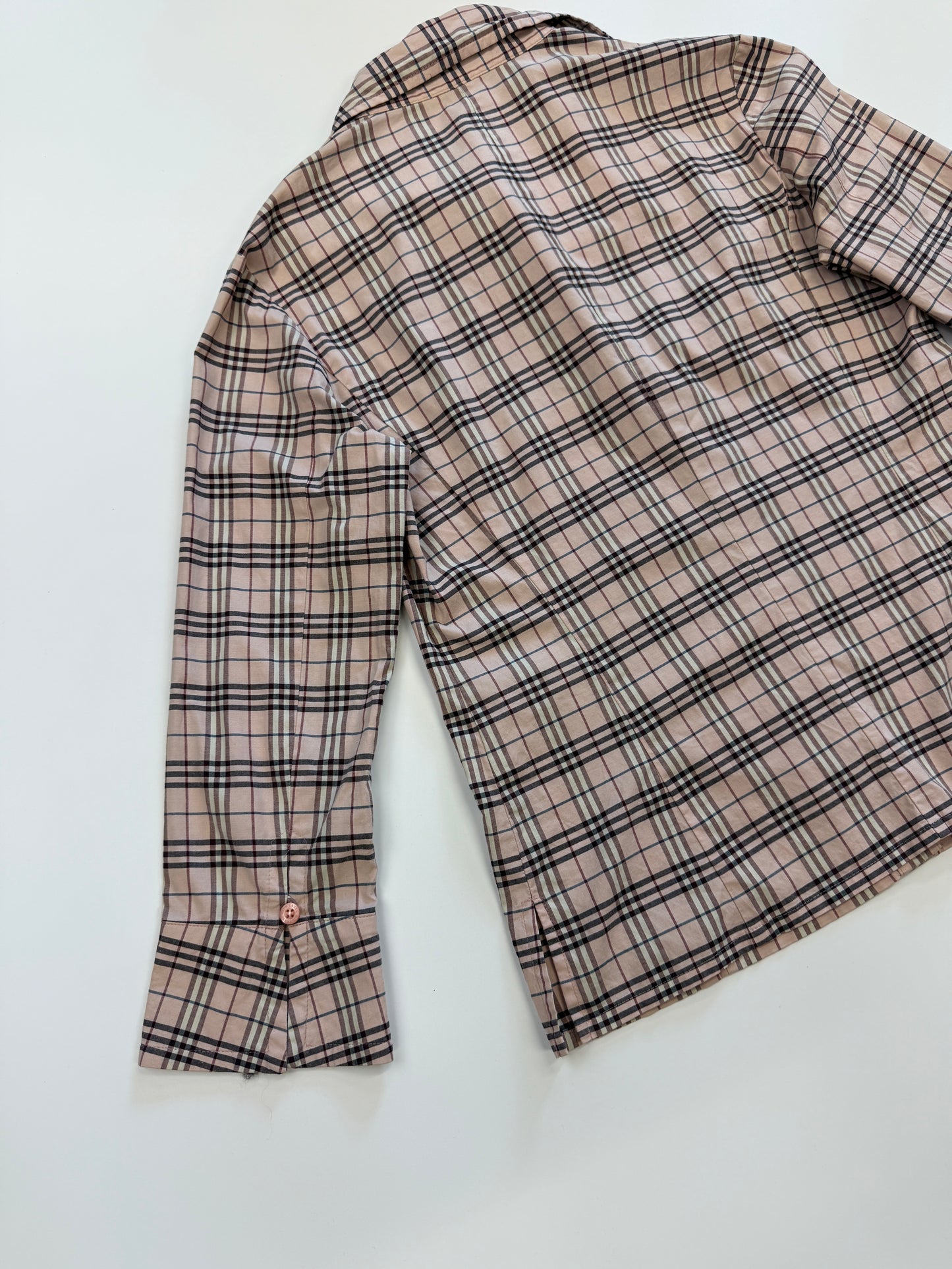 BURBERRY LIGHT PINK SIGNATURE CHECKERED SHIRT (S)