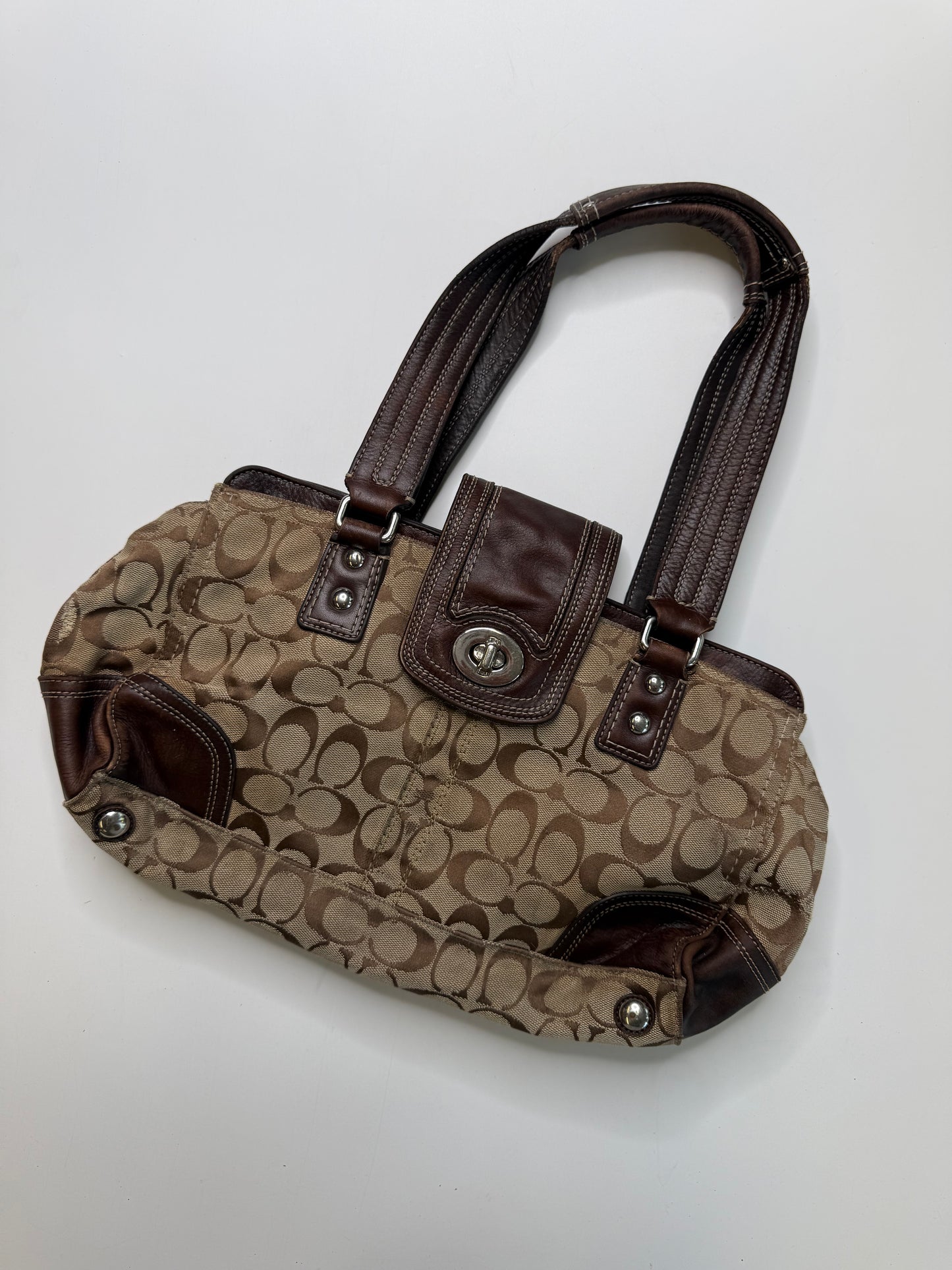 COACH VINTAGE SIGNATURE CANVAS SATCHEL BAG