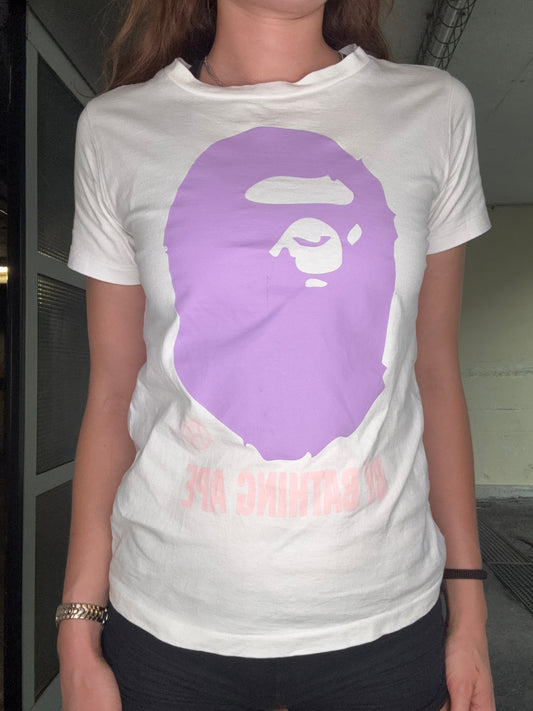 BAPE BY BATHING APE TEE – WHITE PURPLE (XS)