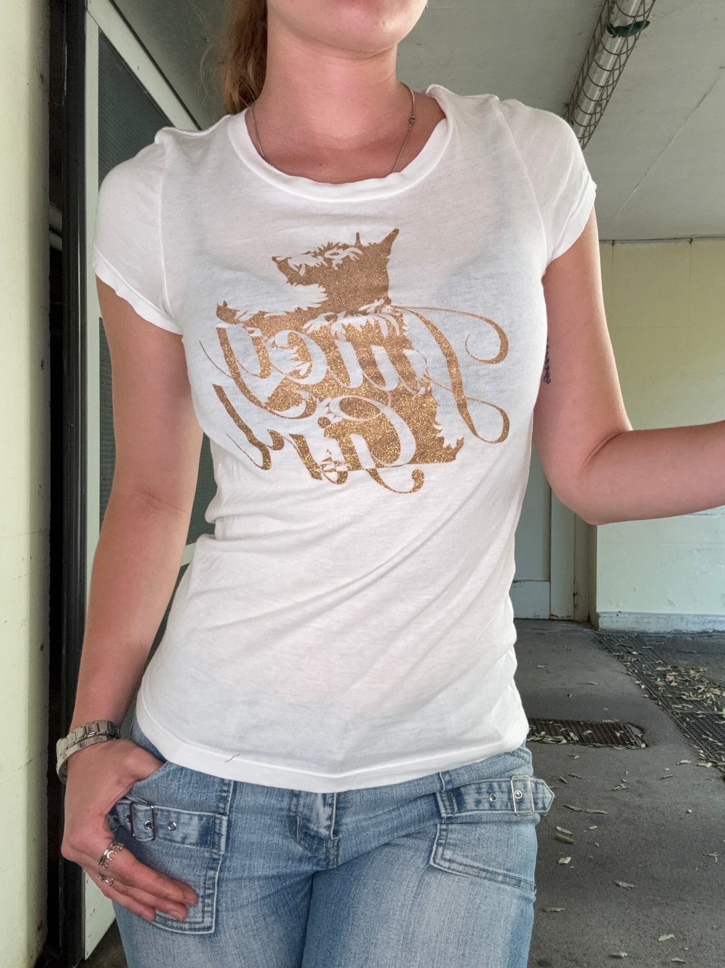 VINTAGE JUICY COUTURE SHIRT IN WHITE (S)