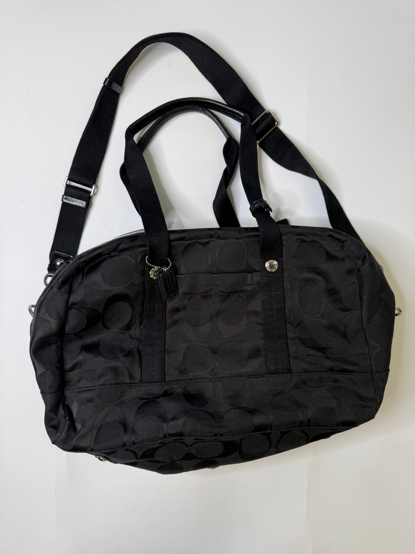 COACH VINTAGE BLACK SIGNATURE TONAL BAG/ TRAVEL BAG