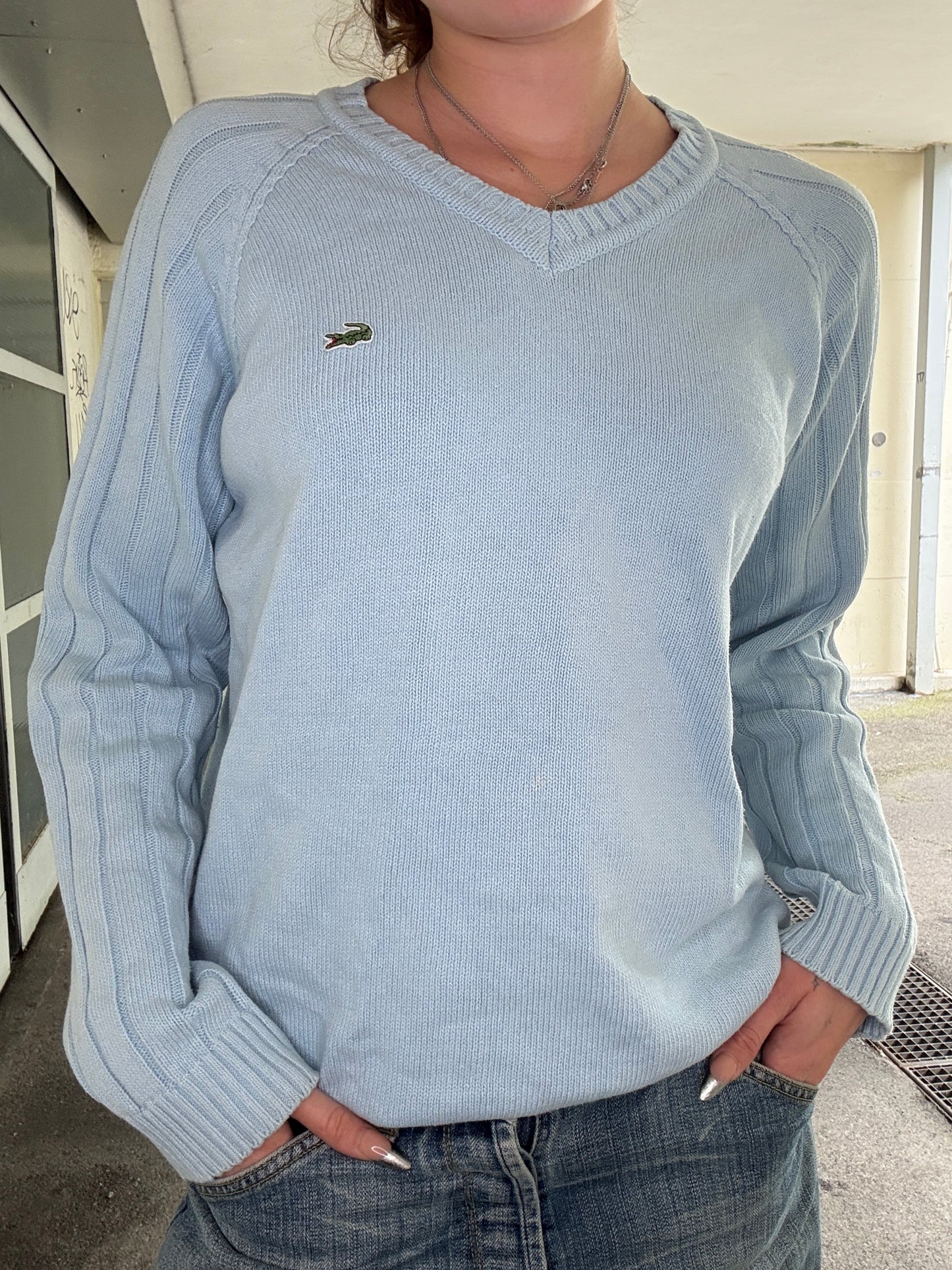 BABYBLUE LACOSTE KNIT SWEATER (~M)