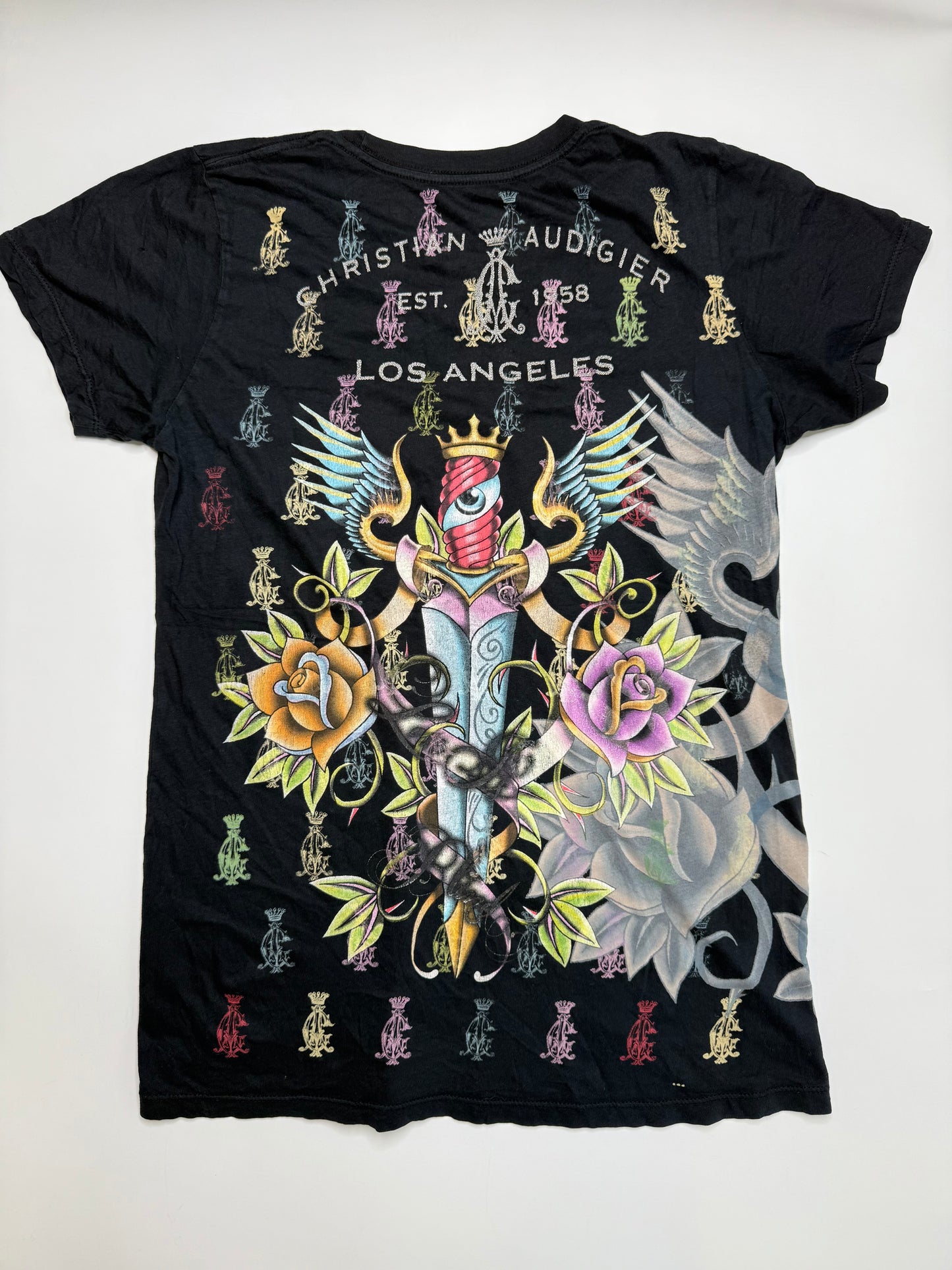 CHRISTIAN AUDIGIER VINTAGE TATTOO GRAPHIC T-SHIRT (L)