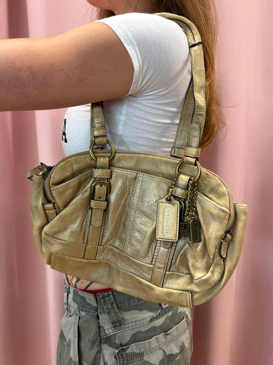 GOLD LEATHER COACH PURSE