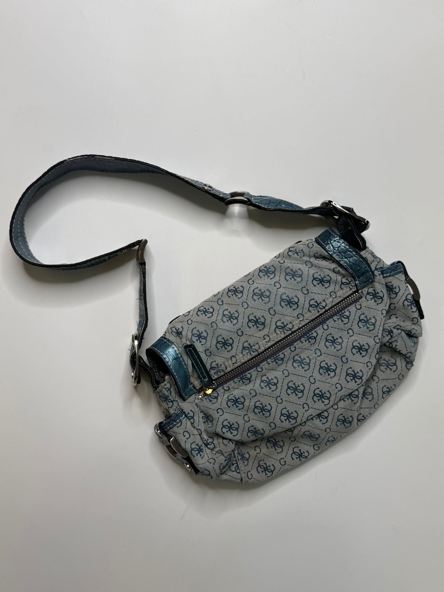 GUESS VINTAGE Y2K CROC-TRIM SHOULDER BAG