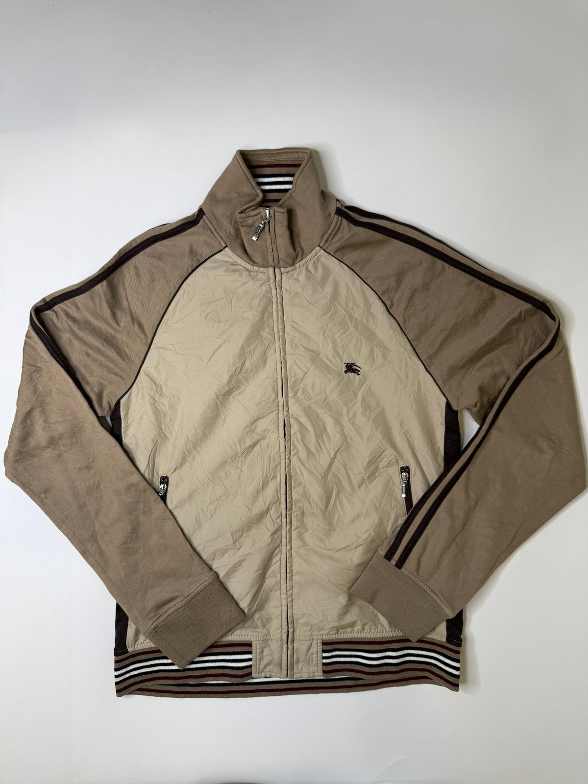 BURBERRY BLACK LABEL LONDON STRIPED-HEM TRACK JACKET KHAKI (M)