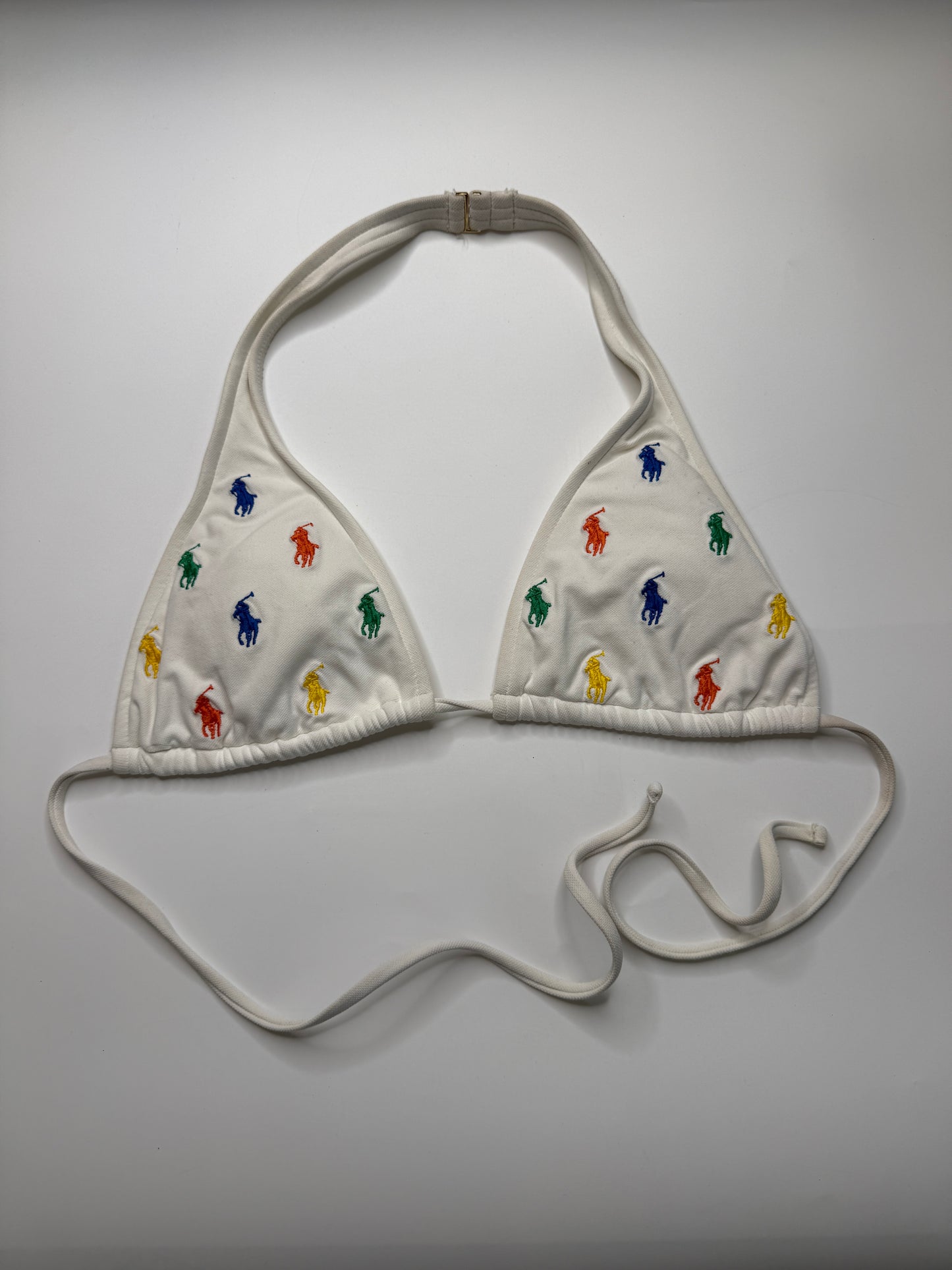 RALPH LAUREN BIKINI TOP – WHITE MULTICOLOR PONY (S)
