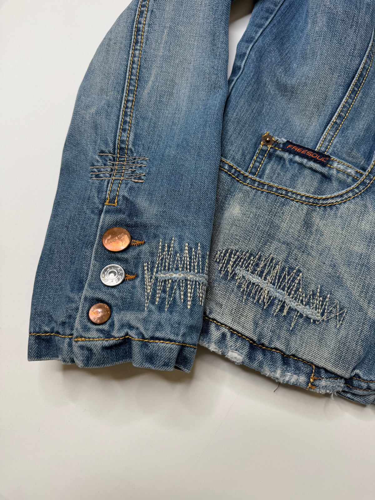 FREE SOUL DENIM BLAZER – BLUE LEOPARD LINING (S)