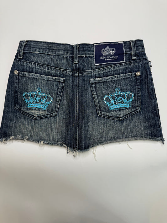 VICTORIA BECKHAM VINTAGE DISTRESSED DENIM MINI SKIRT (30/M)