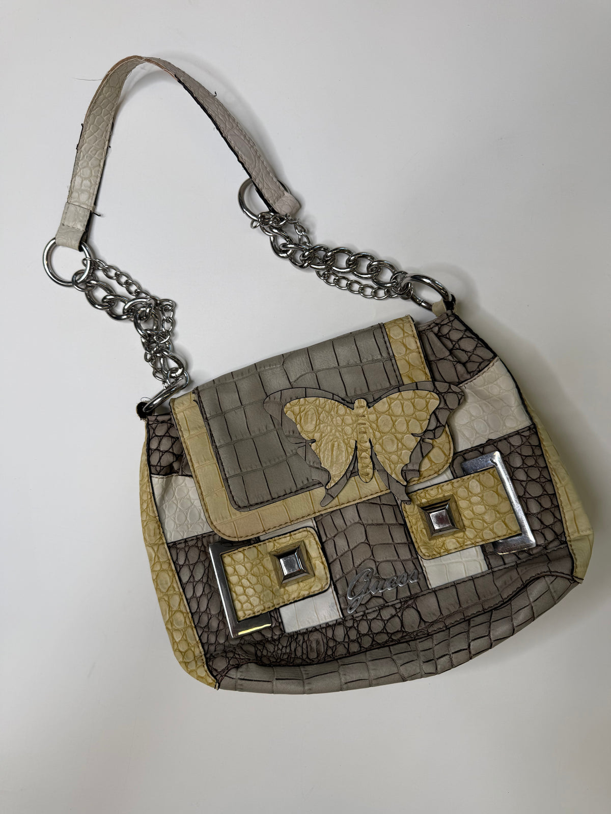 GUESS BUTTERFLY PATCHWORK BAG (GREY)
