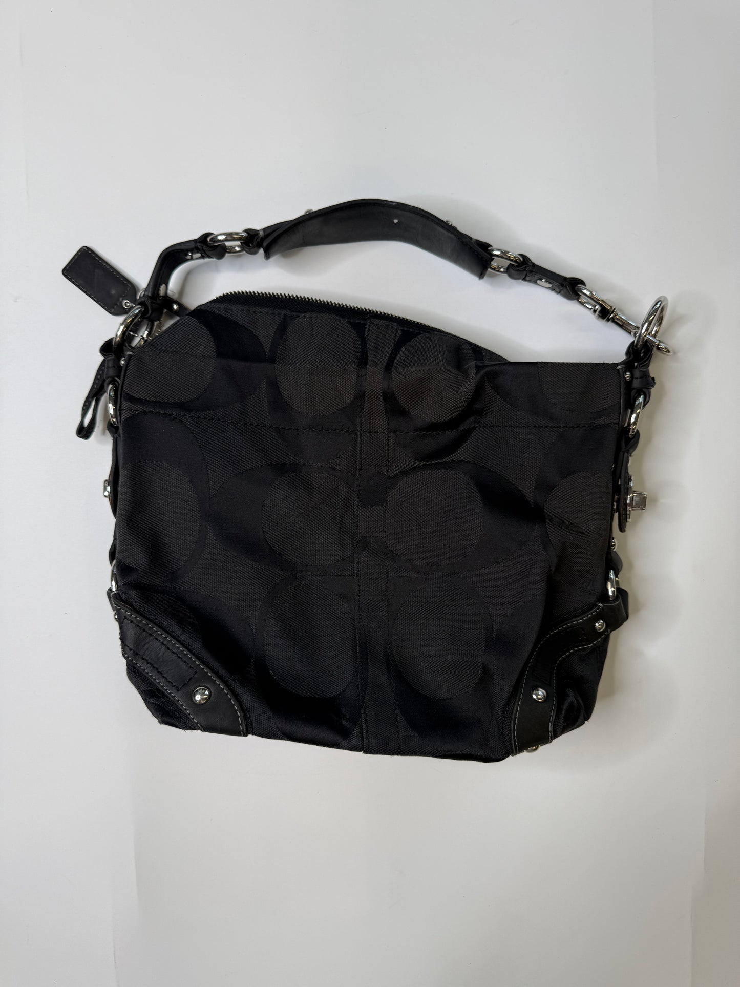 COACH VINTAGE BLACK TONAL SIGNATURE C HOBO BAG
