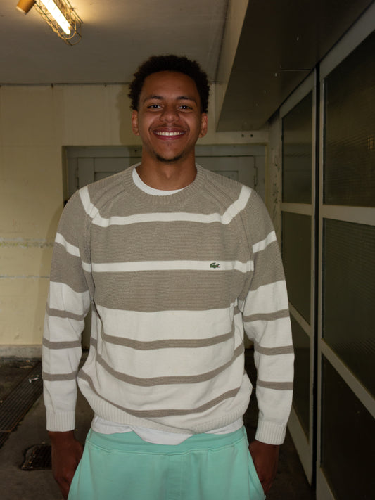 RARE VINTAGE STRIPED LACOSTE KNIT SWEATER (L-XL)