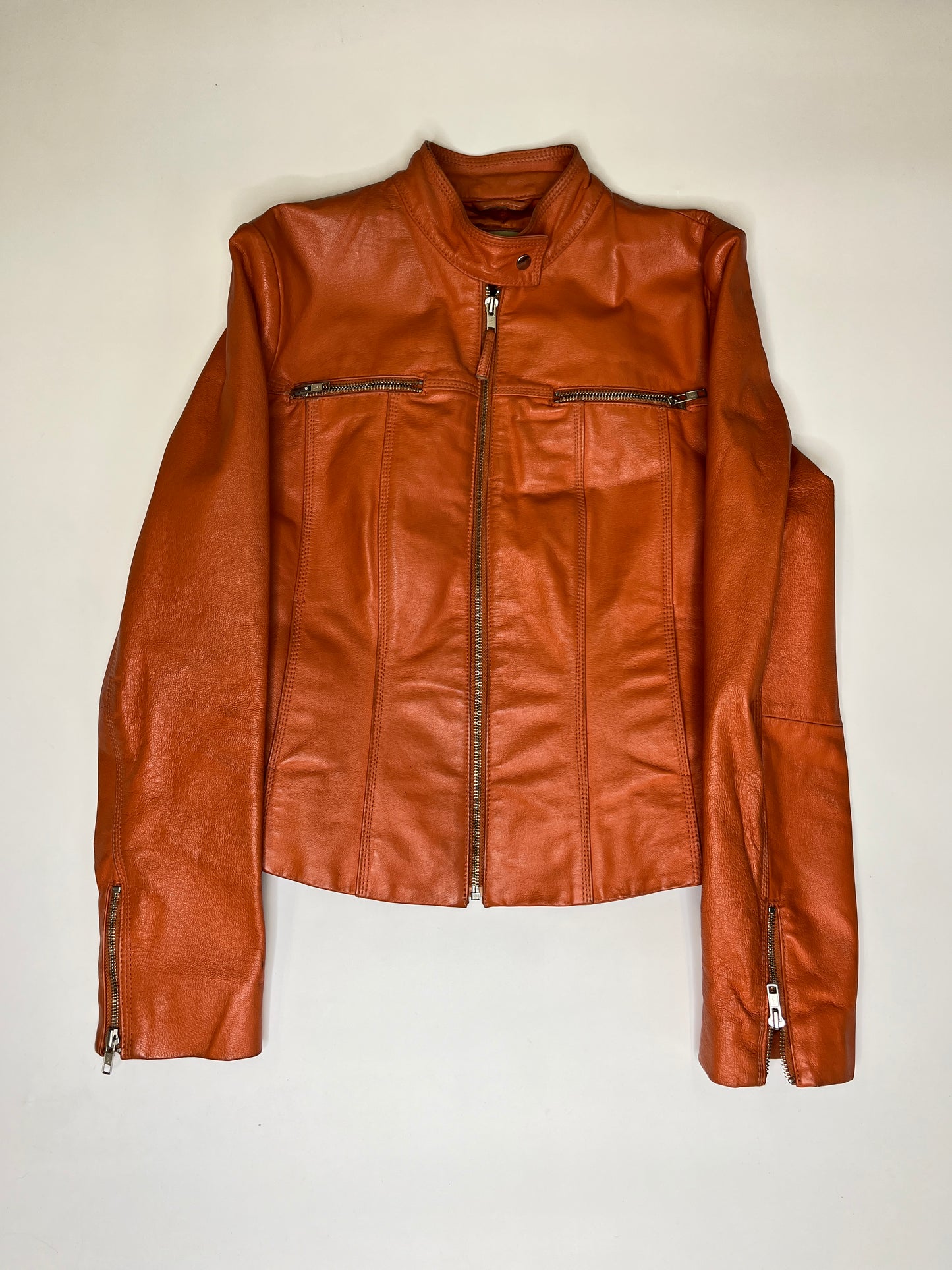 VINTAGE ORANGE LEATHER JACKET (~ M)
