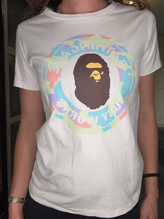 BAPE BUSY WORKS CIRCLE LOGO TEE – PASTEL CAMO (XS)