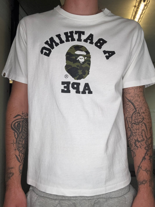 BAPE COLLEGE LOGO TEE – GREEN CAMO (L)