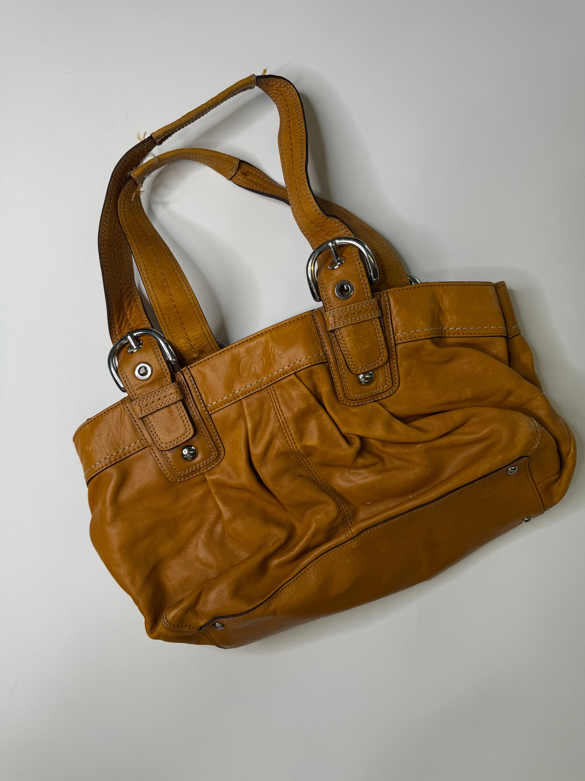 COACH COGNAC LEATHER TOTE BAG